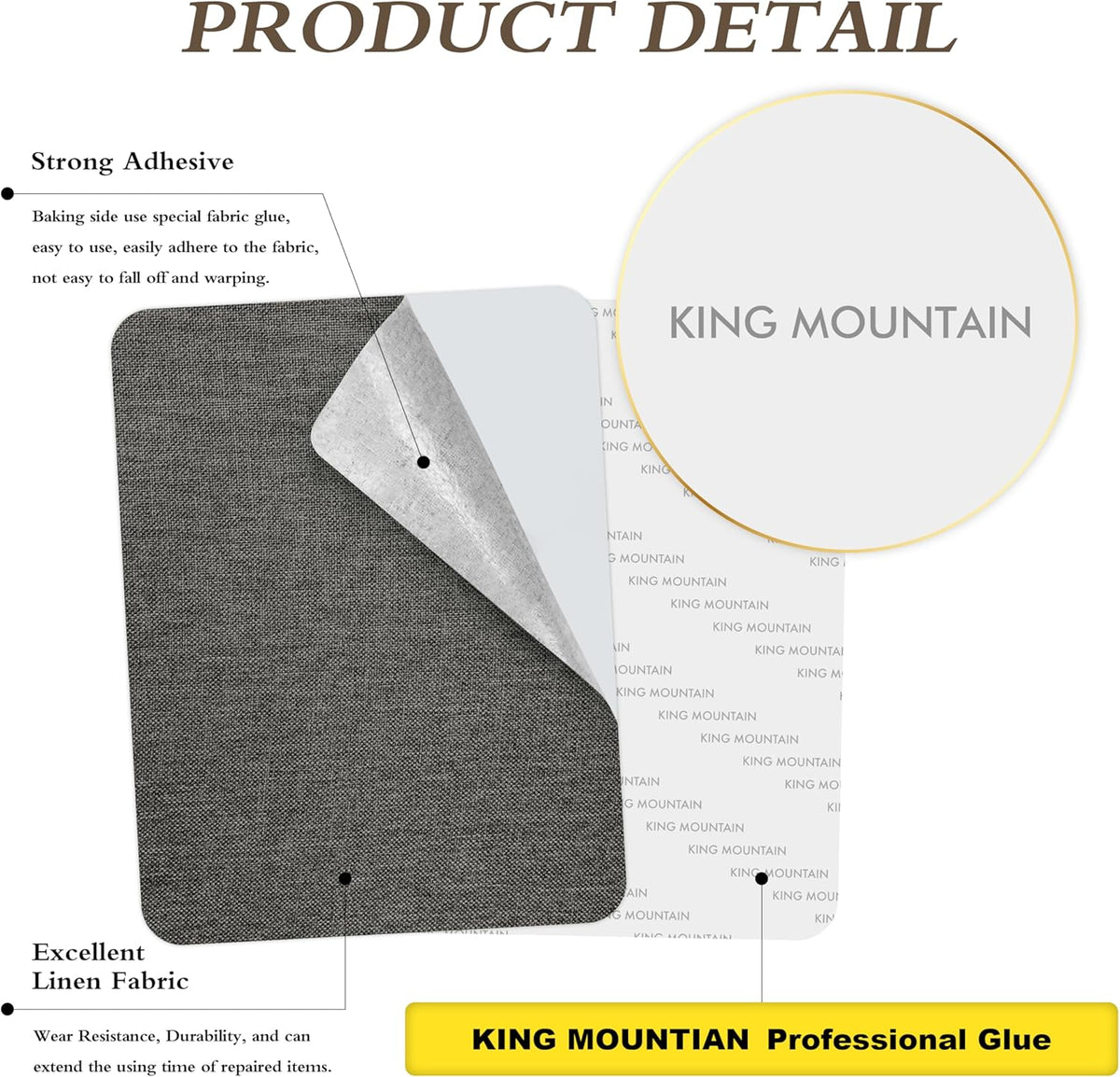 KING MOUNTAIN Fine Linen Repair Patches, Self-Adhesive Linen Fabric Patches, 8X11 inch 2 PCS, Multi