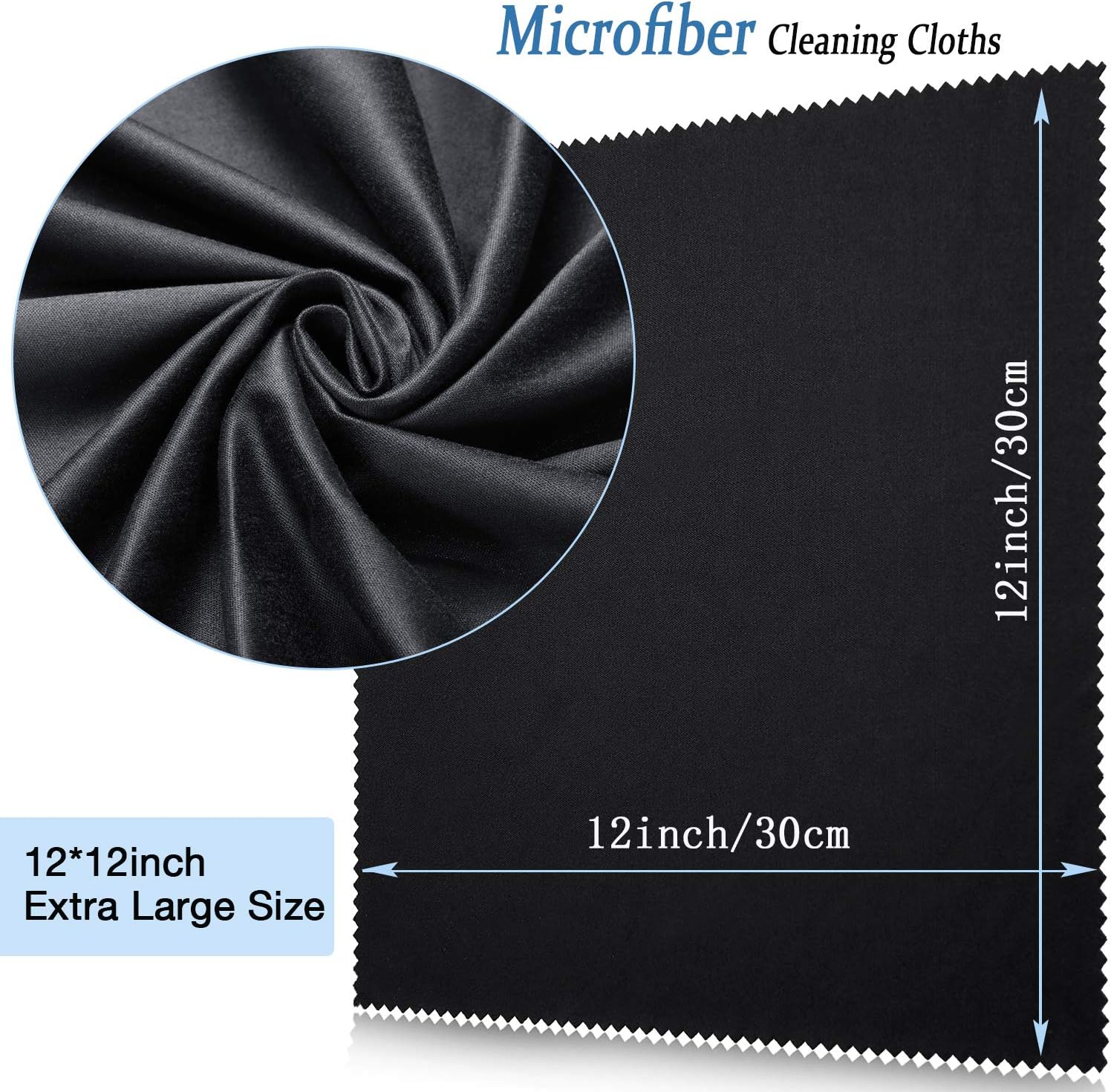 Frienda 12 Pack Large Microfiber Glass Cleaning Cloths 12 x 12 Inch Oversized Eyeglass Sunglasses
