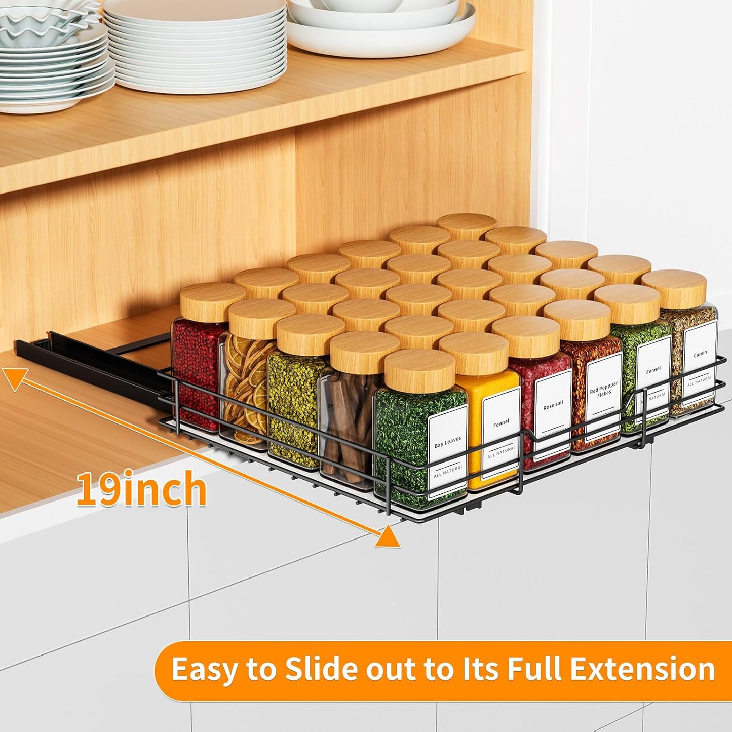 RCHYFEED Pull Out Spice Rack Organizer for Cabinet,Slide out Spice Organization for Inside