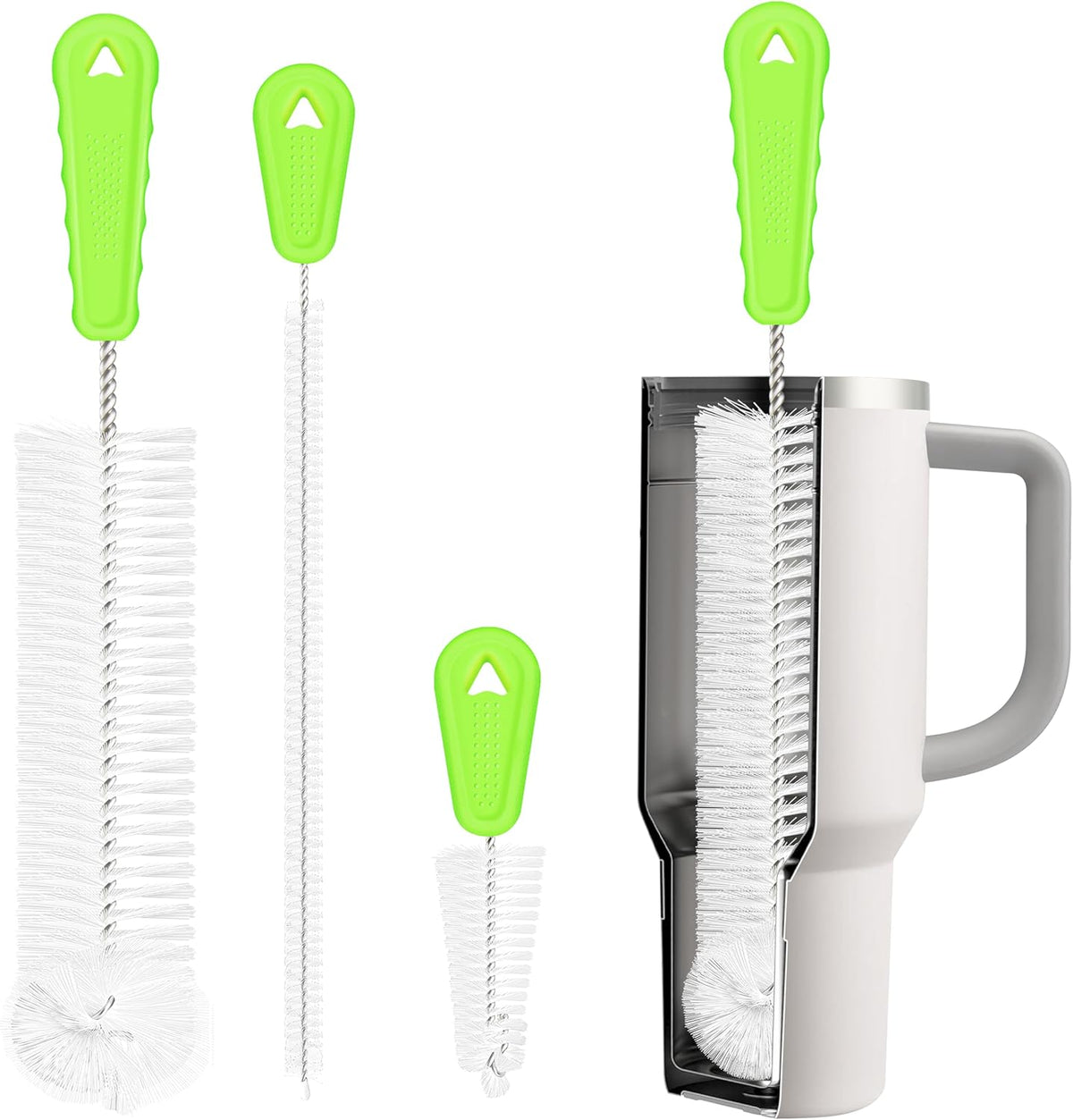 Bottle Brush Cleaner Set of 3, Long Handle Water Bottle & Straw Cleaner Brushes for Washing
