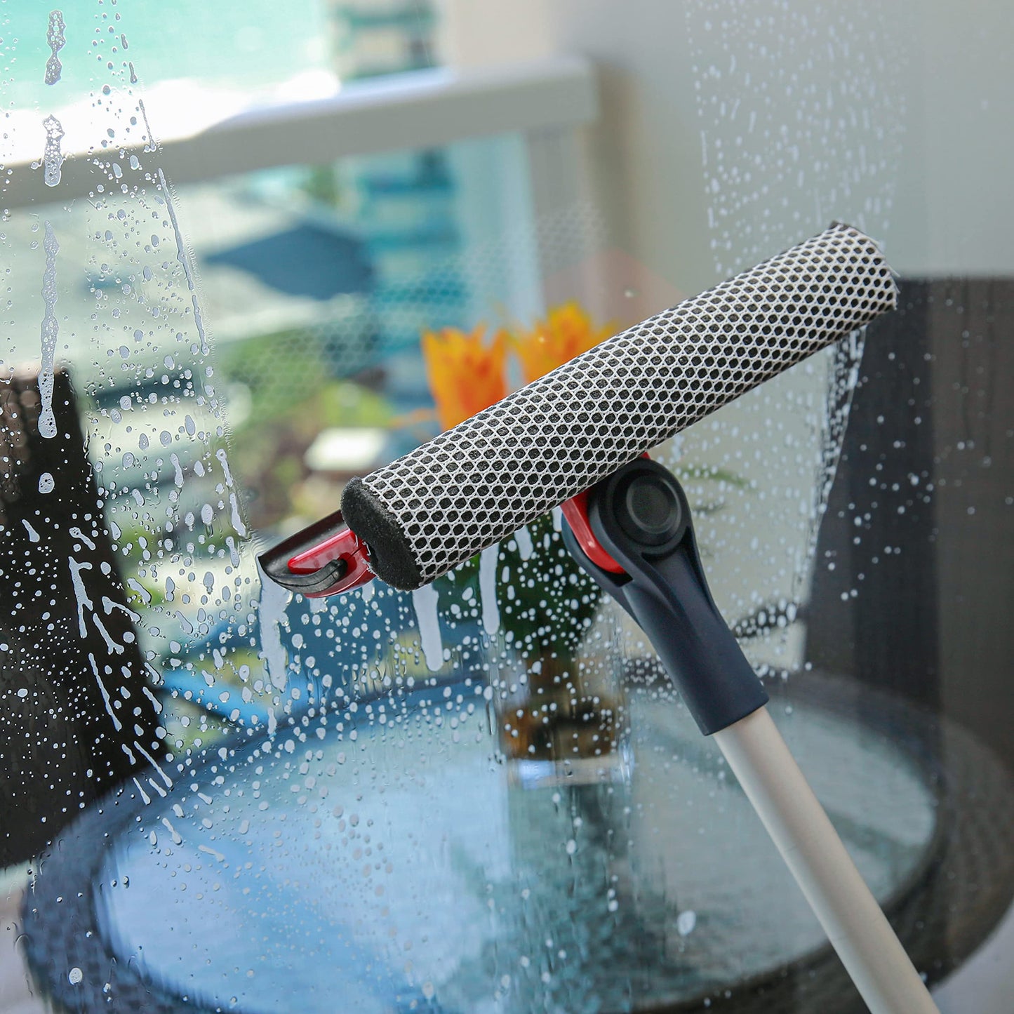 DSV Standard Professional Window Squeegee | 2-in-1 Window Cleaner Sponge and Soft Rubber Strip With