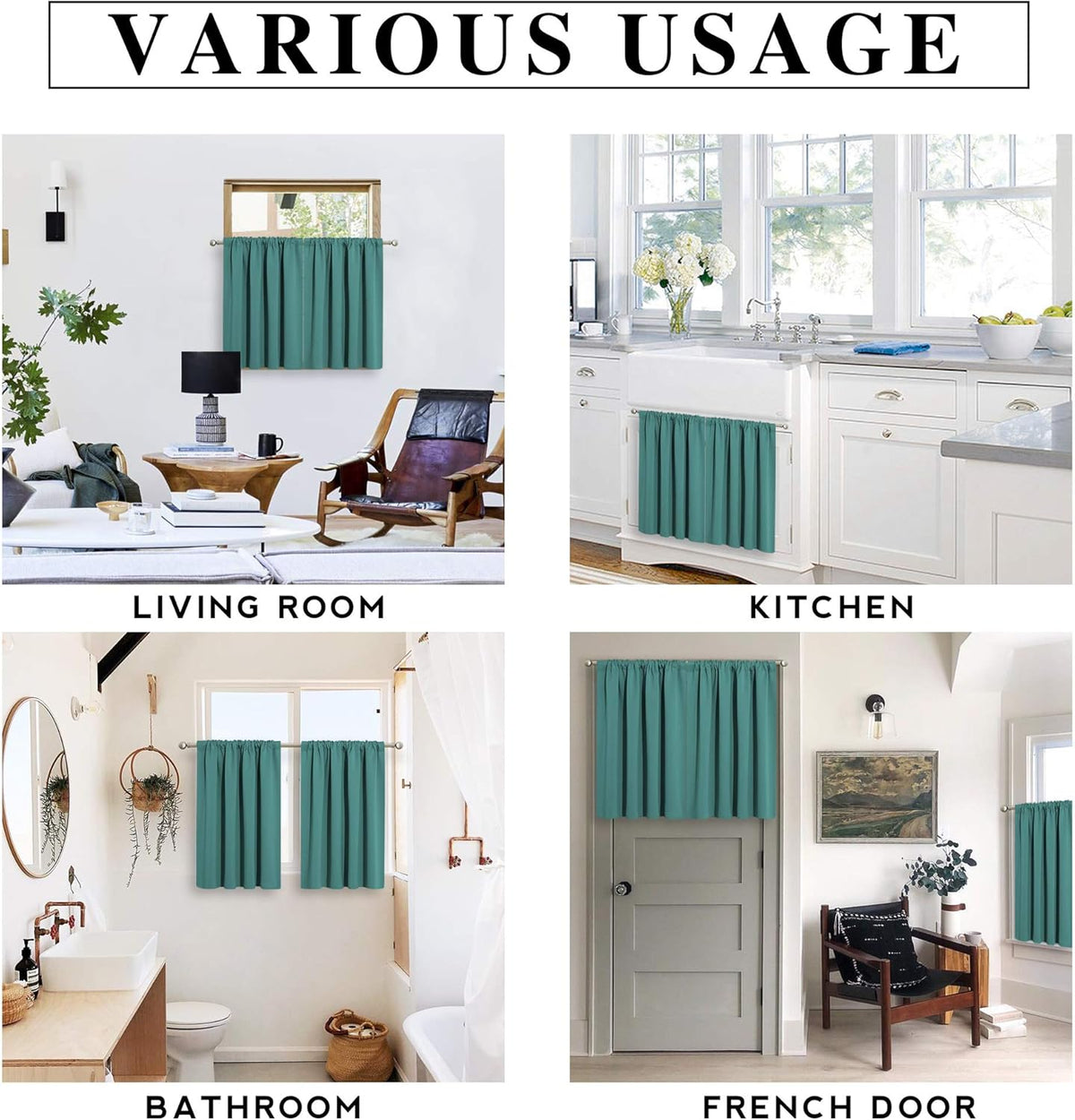 RYB HOME Bathroom Window Curtains - Super Soft Blackout Privacy Curtains for Baby Nursery Bedroom