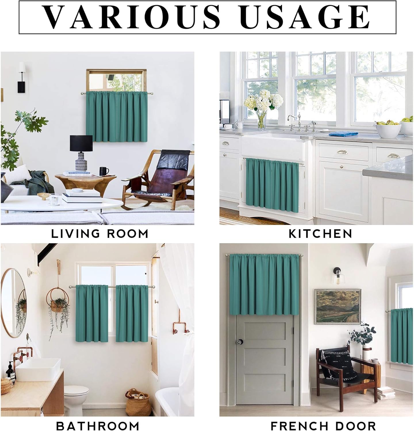 RYB HOME Bathroom Window Curtains - Super Soft Blackout Privacy Curtains for Baby Nursery Bedroom