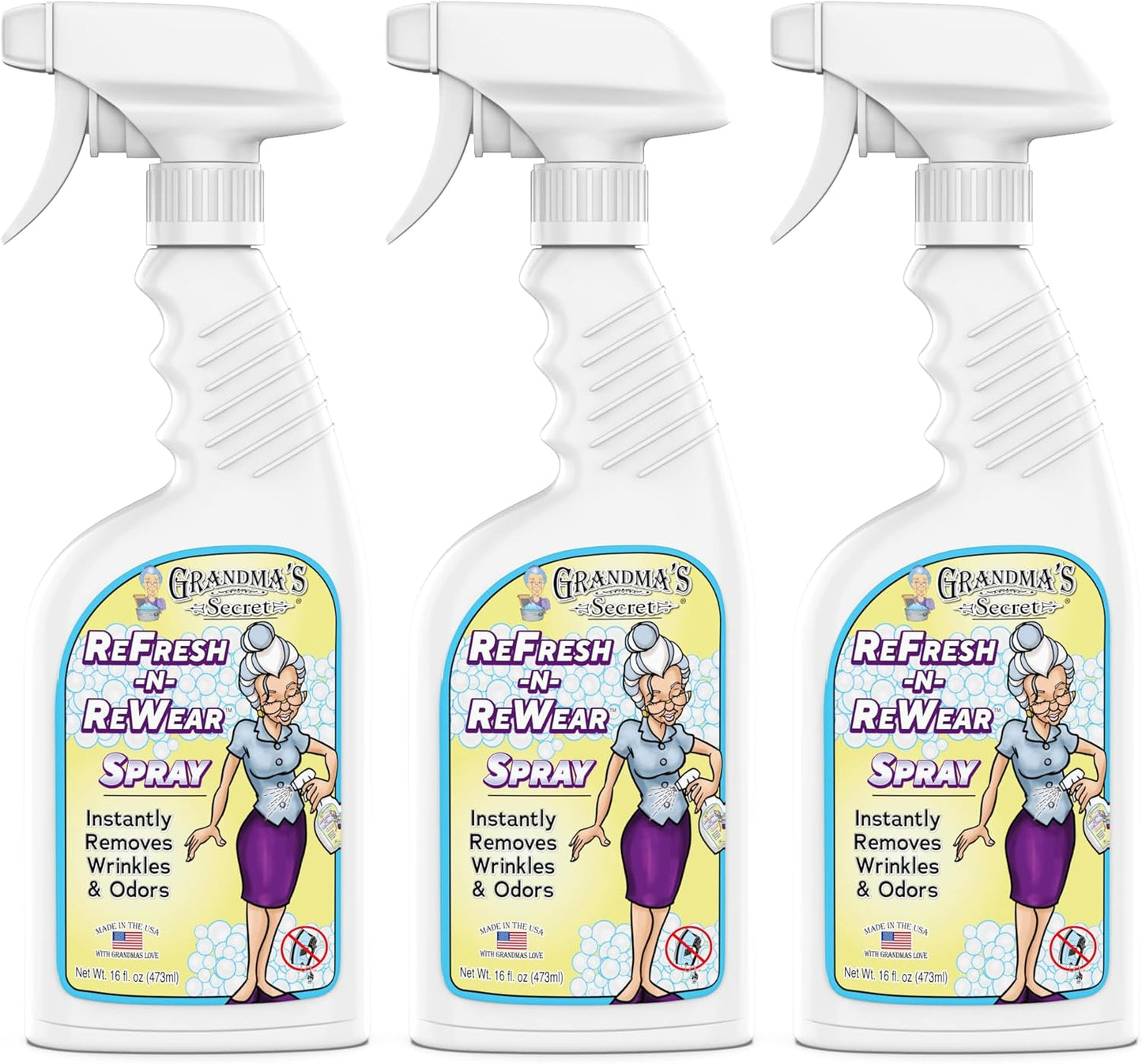 Grandma's Secret Refresh N ReWear Spray - Instantly Removes Wrinkles & Odors - Wrinkle Release