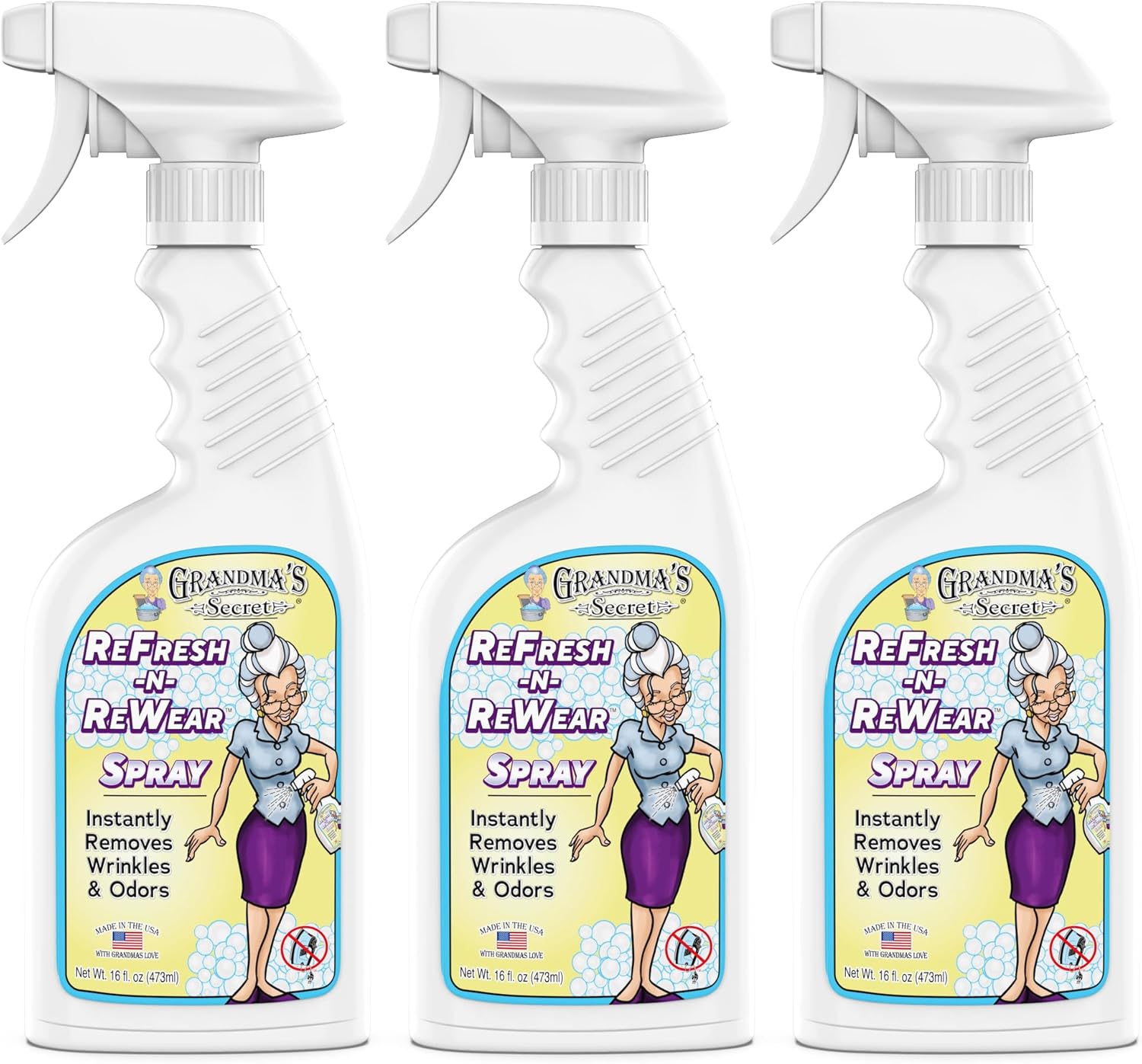 Grandma's Secret Refresh N ReWear Spray - Instantly Removes Wrinkles & Odors - Wrinkle Release