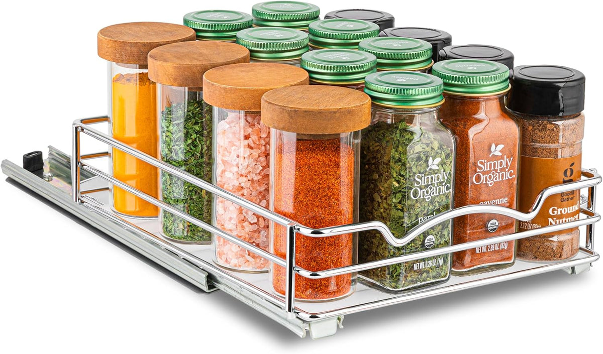 Pull Out Cabinet Organizer for Spices, Cans - Heavy Duty with Lifetime Limited Warranty- Pull Out