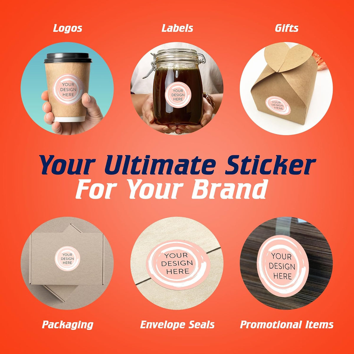 100 Custom Vinyl Stickers - Upload Your own Image, Text, Design, Logo - Personalized Logo Labels