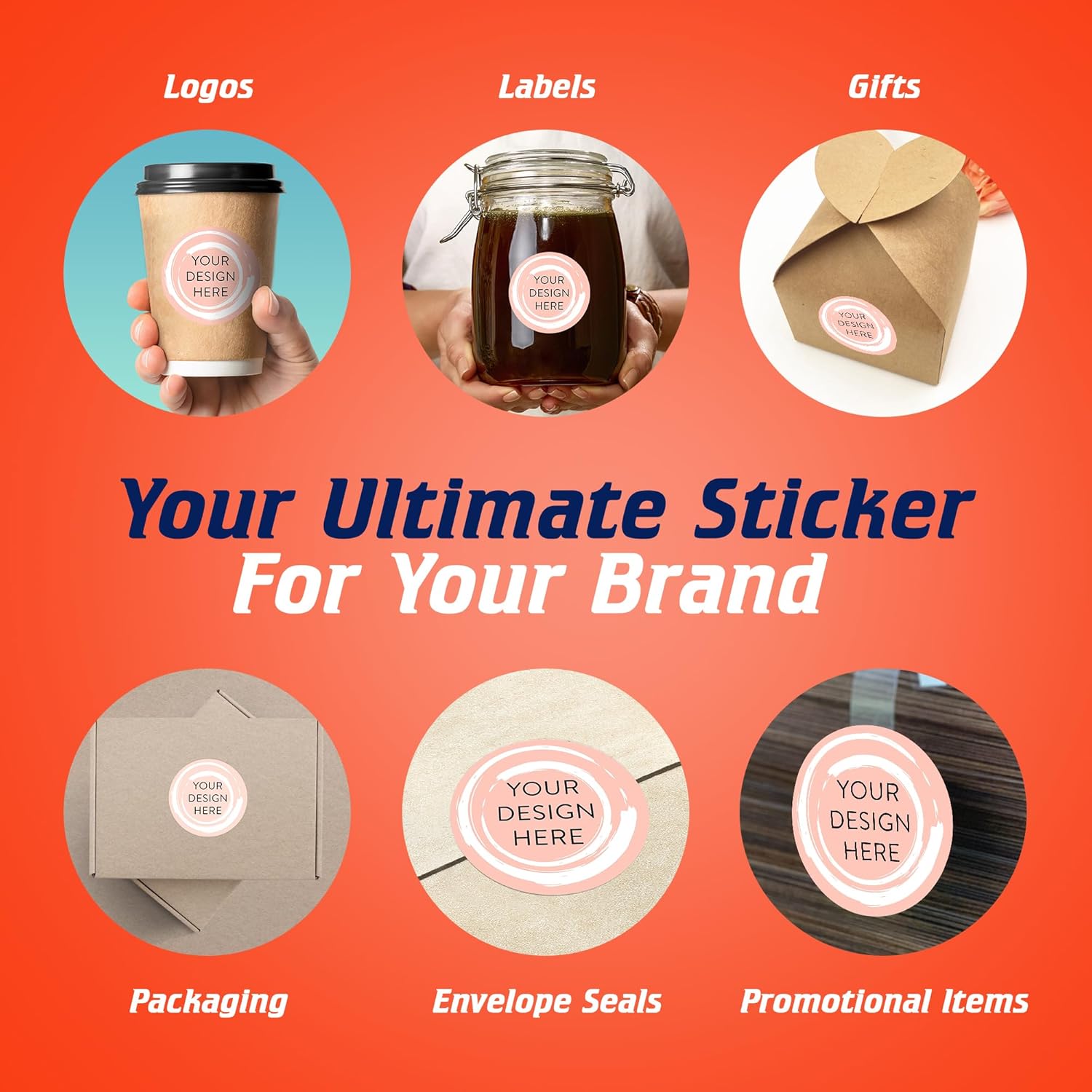 100 Custom Vinyl Stickers - Upload Your own Image, Text, Design, Logo - Personalized Logo Labels