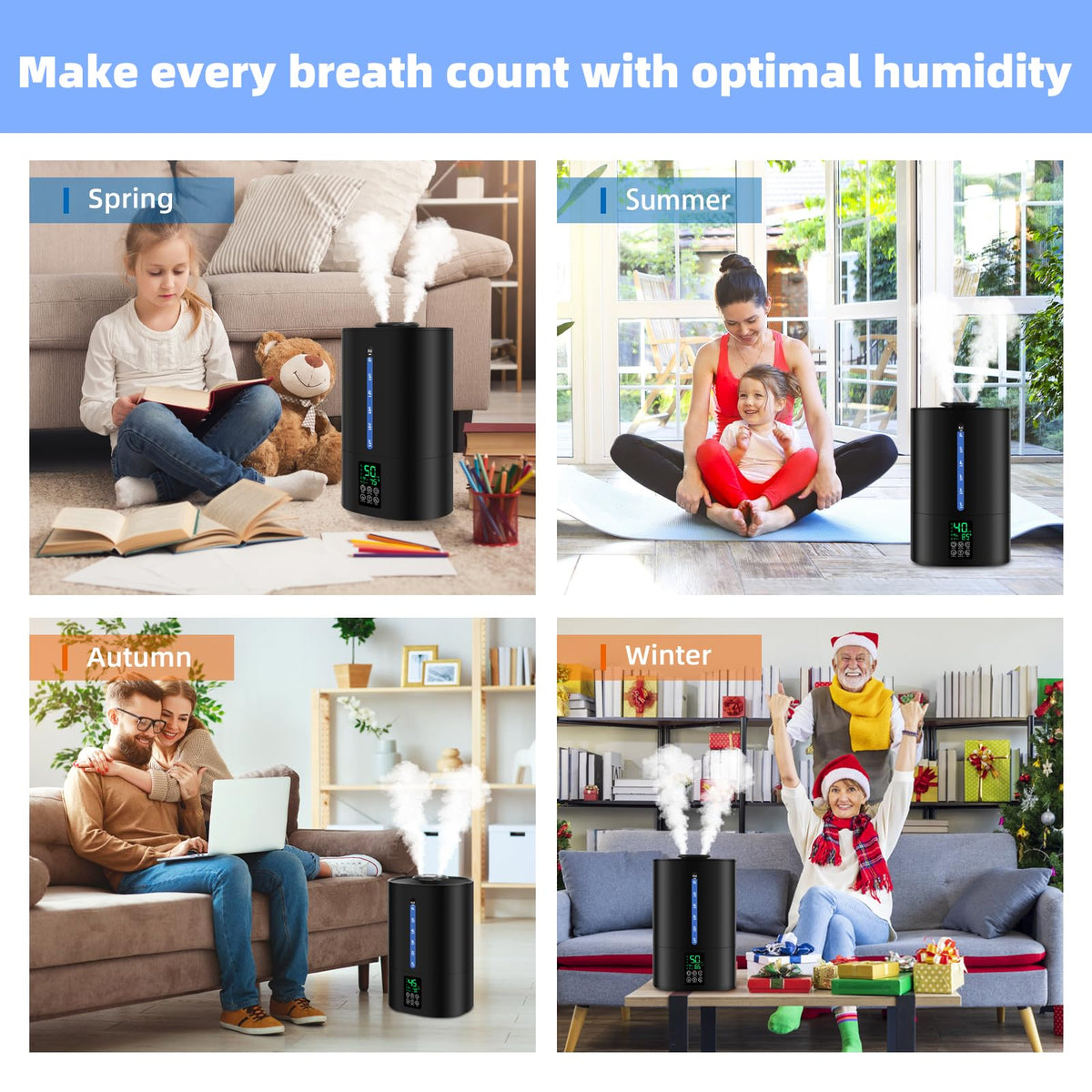 Coolfiqu 6L Warm & Cool Mist Humidifiers for Bedroom,Large Room,Plants