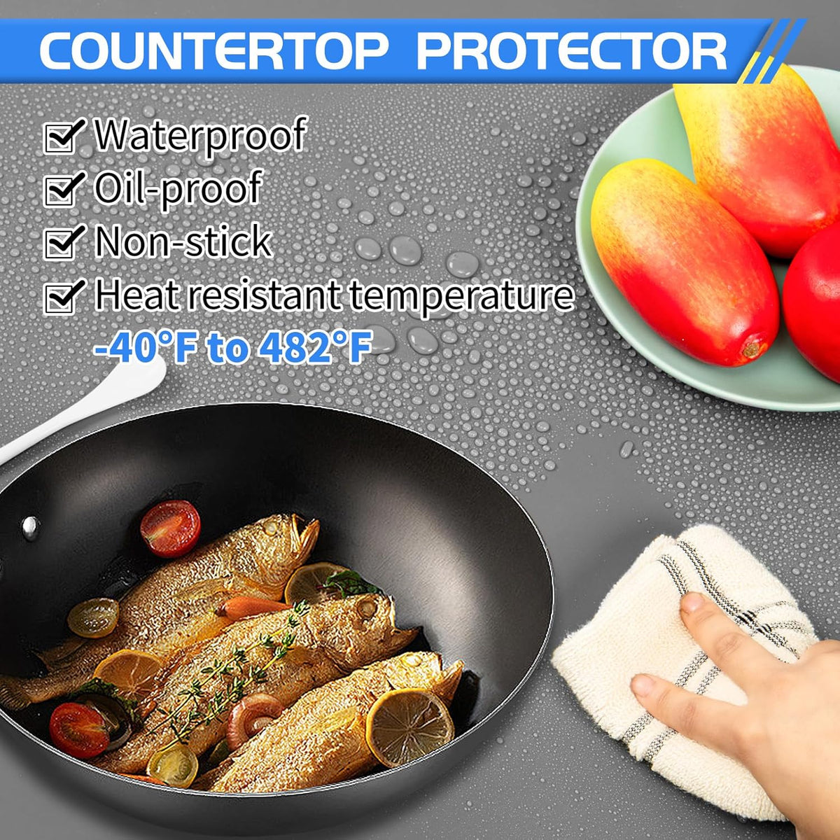 Warome Silicone Mats for Kitchen Counter, 36"X 23.6" Heat Resistant Mats for Countertop, Extra