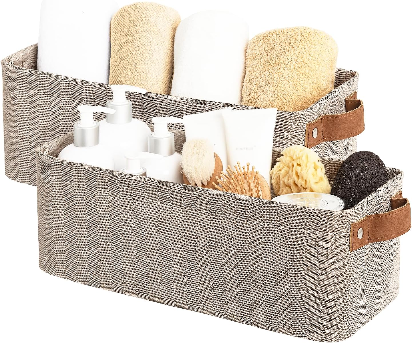 StorageWorks Narrow Storage Bins, Small Basket for Closet and Shelves, Fabric Organizer with