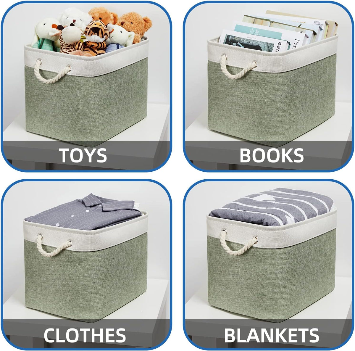 Temary Storage Baskets Fabric Storage Bins for Shelves, 2 Pack Decorative Storage Boxes Canvas