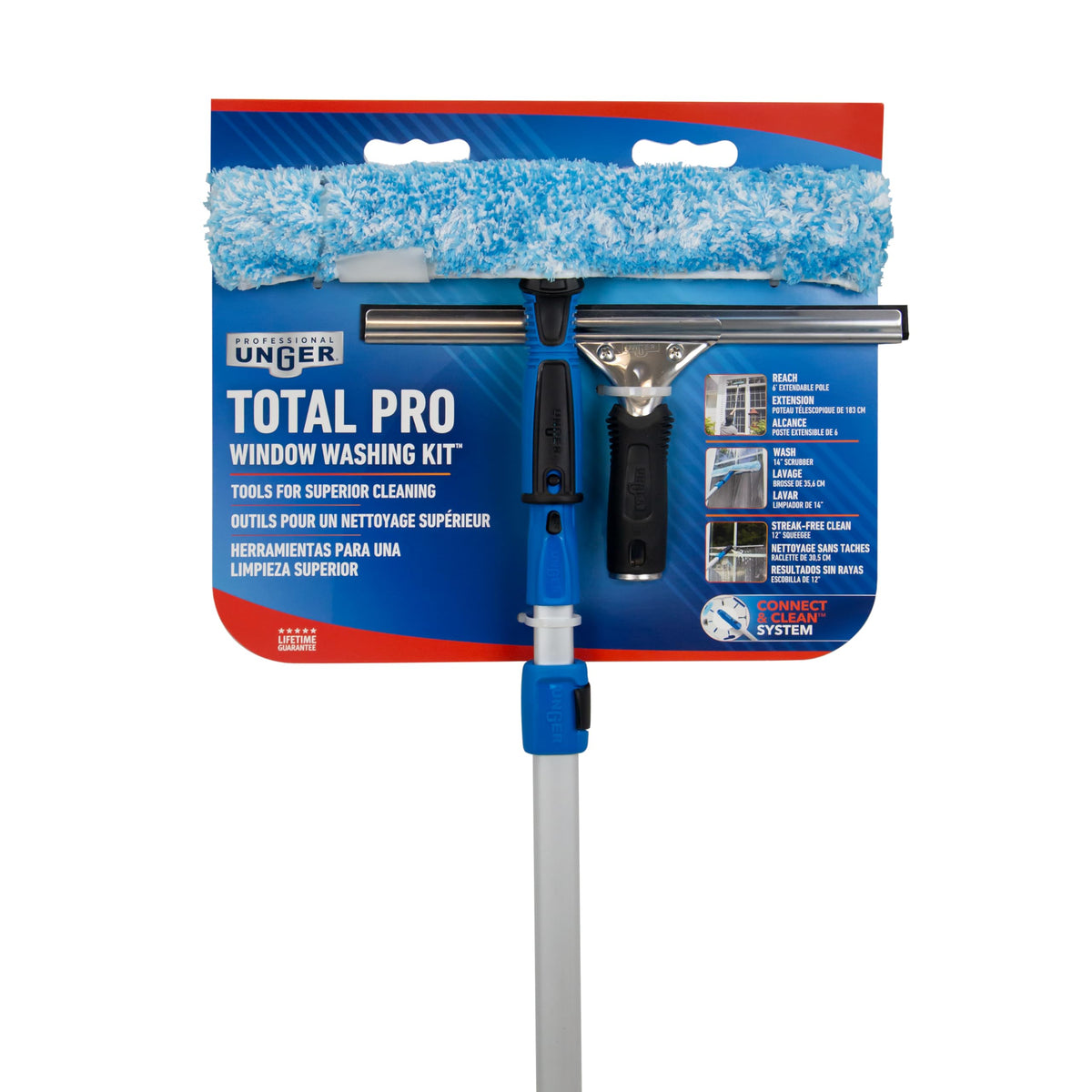 Unger Professional Connect and Clean Total Pro Cleaning Kit, All-in-One Household Window Washing