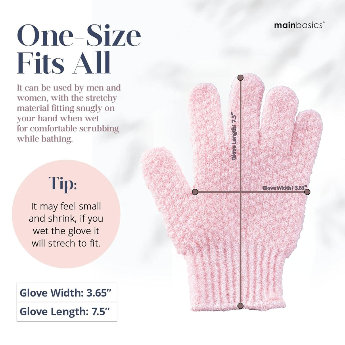 MainBasics Deep Cleansing Exfoliating Bath Gloves - Heavy-Textured Nylon Shower Scrub for Dead Skin