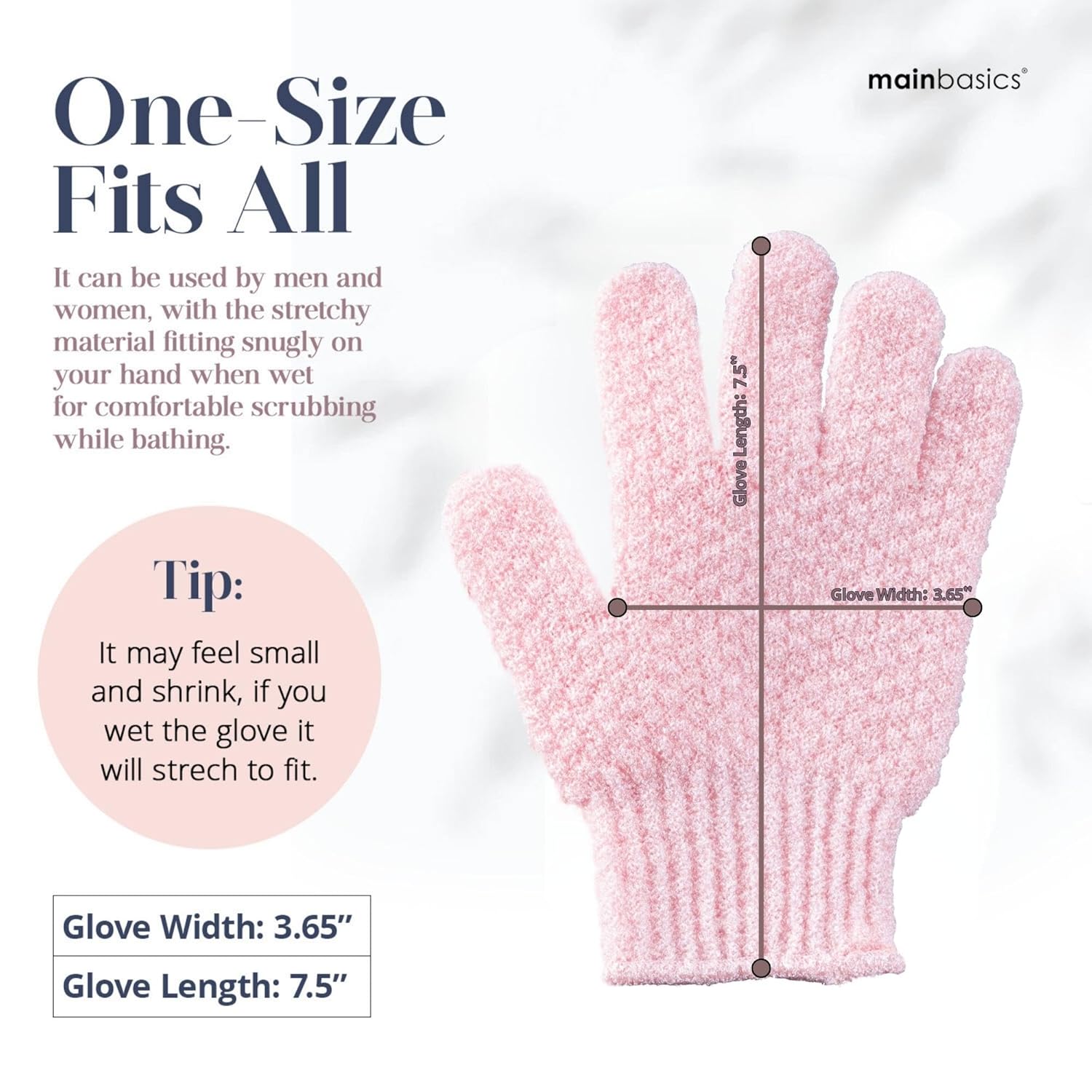 MainBasics Deep Cleansing Exfoliating Bath Gloves - Heavy-Textured Nylon Shower Scrub for Dead Skin
