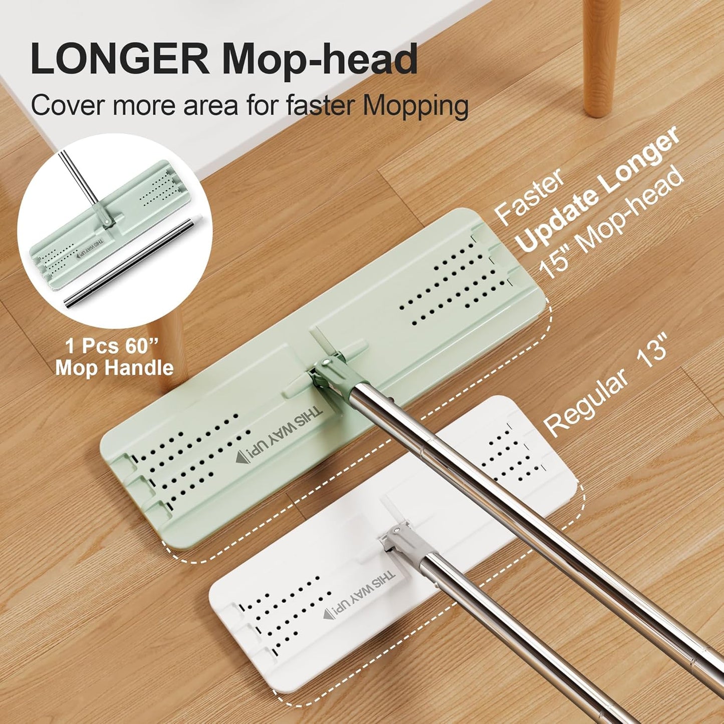 JOYMOOP Mop and Bucket with Wringer Set, Flat Squeeze Mop with Bucket (X-Large), Dust Mop for Wall