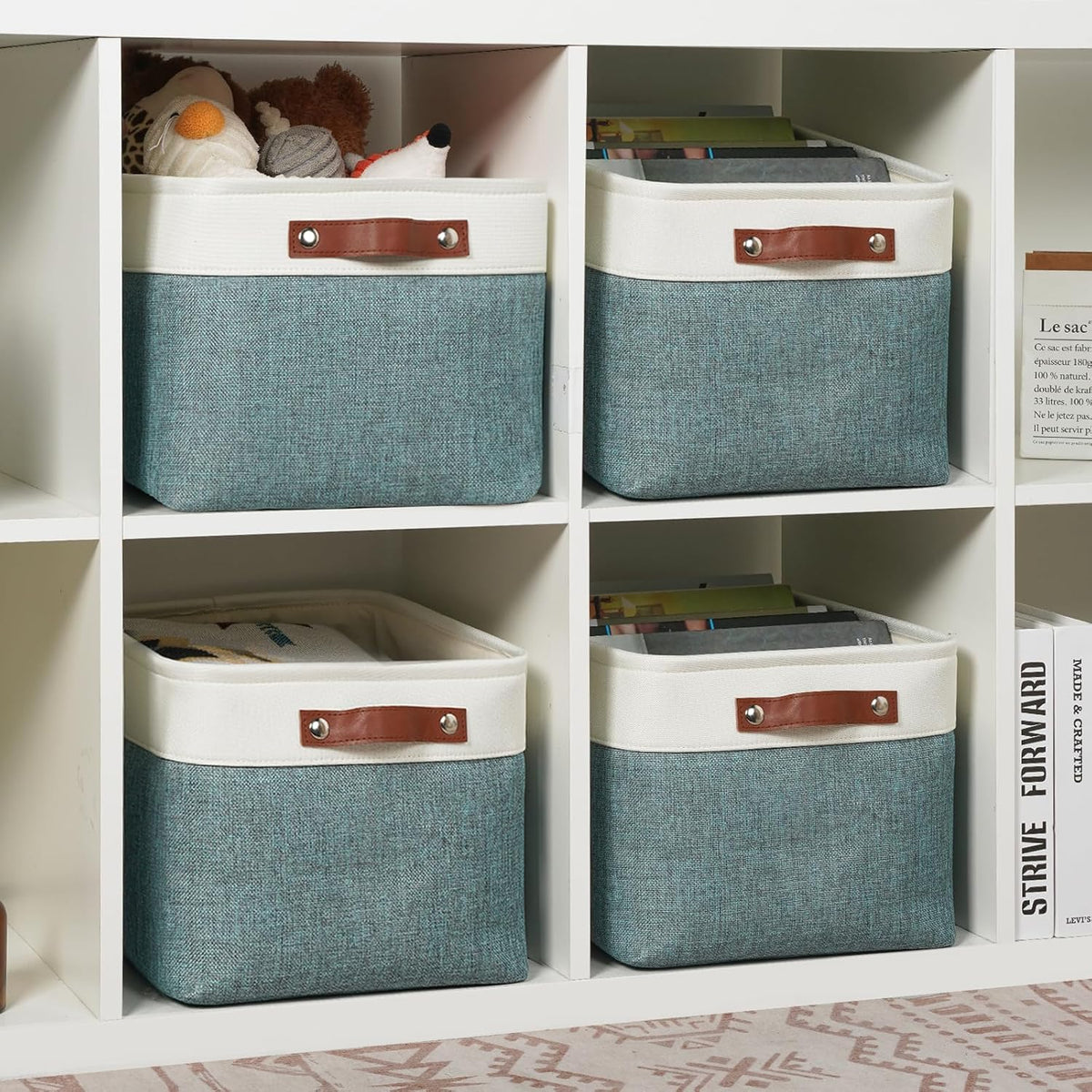DULLEMELO Storage Baskets for Shelves, Fabric Collapsible Rectangular Storage Bins for Shelves