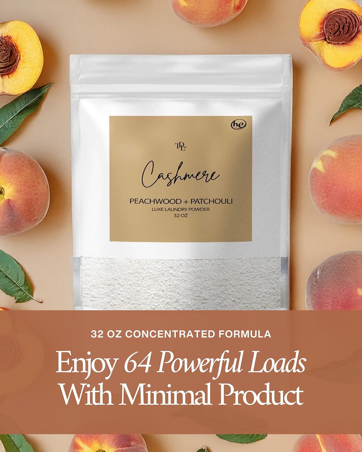 Home "CASHMERE" Laundry Detergent Powder & Laundry Booster – Ultra-Concentrated Peachwood &