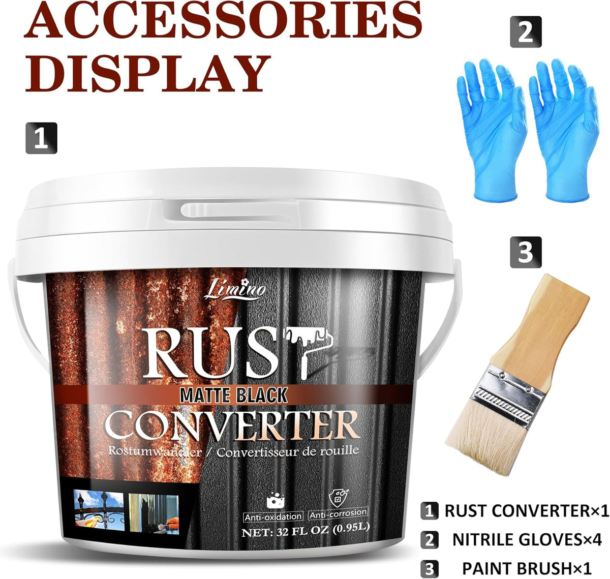 Rust Converter for Metal - Black Metal Primer and Rust Remover, Reformer ＆ Encapsulator
