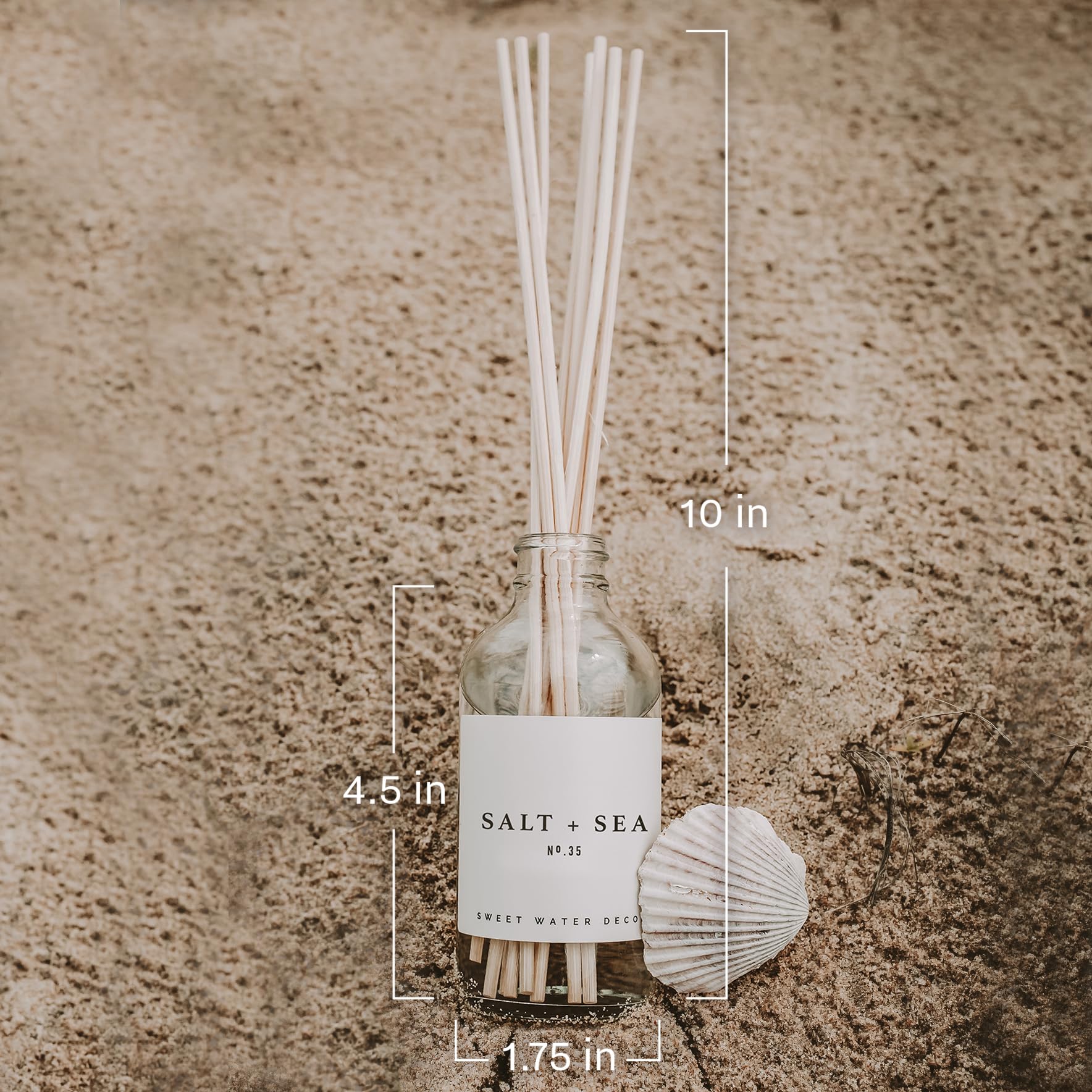 Sweet Water Decor Salt & Sea Reed Diffuser Set - Sea Salt Citrus & Musk Amber Scent Diffuser - Reed