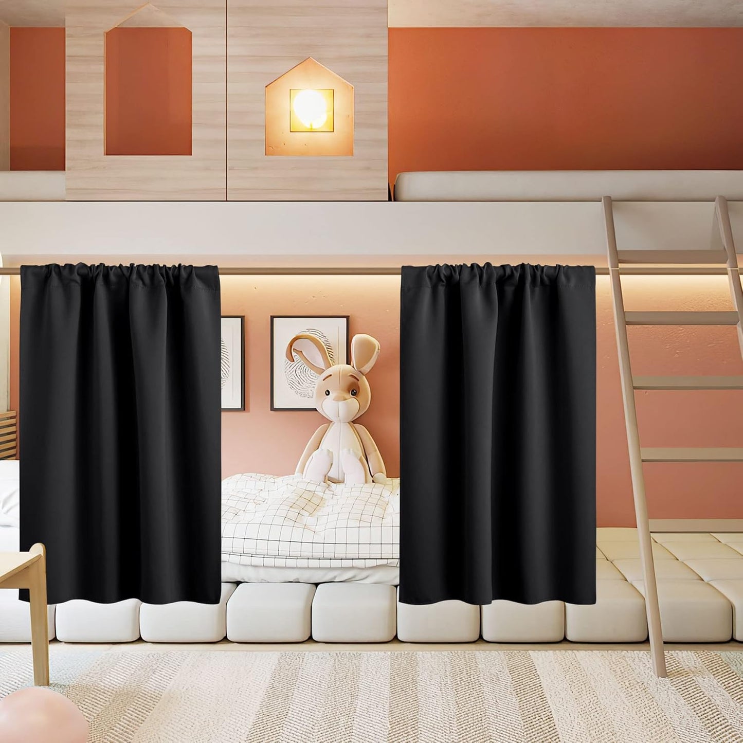 RYB HOME Short Curtains for Living Room Blackout Portable Blinds Shades for Bedroom Bathroom