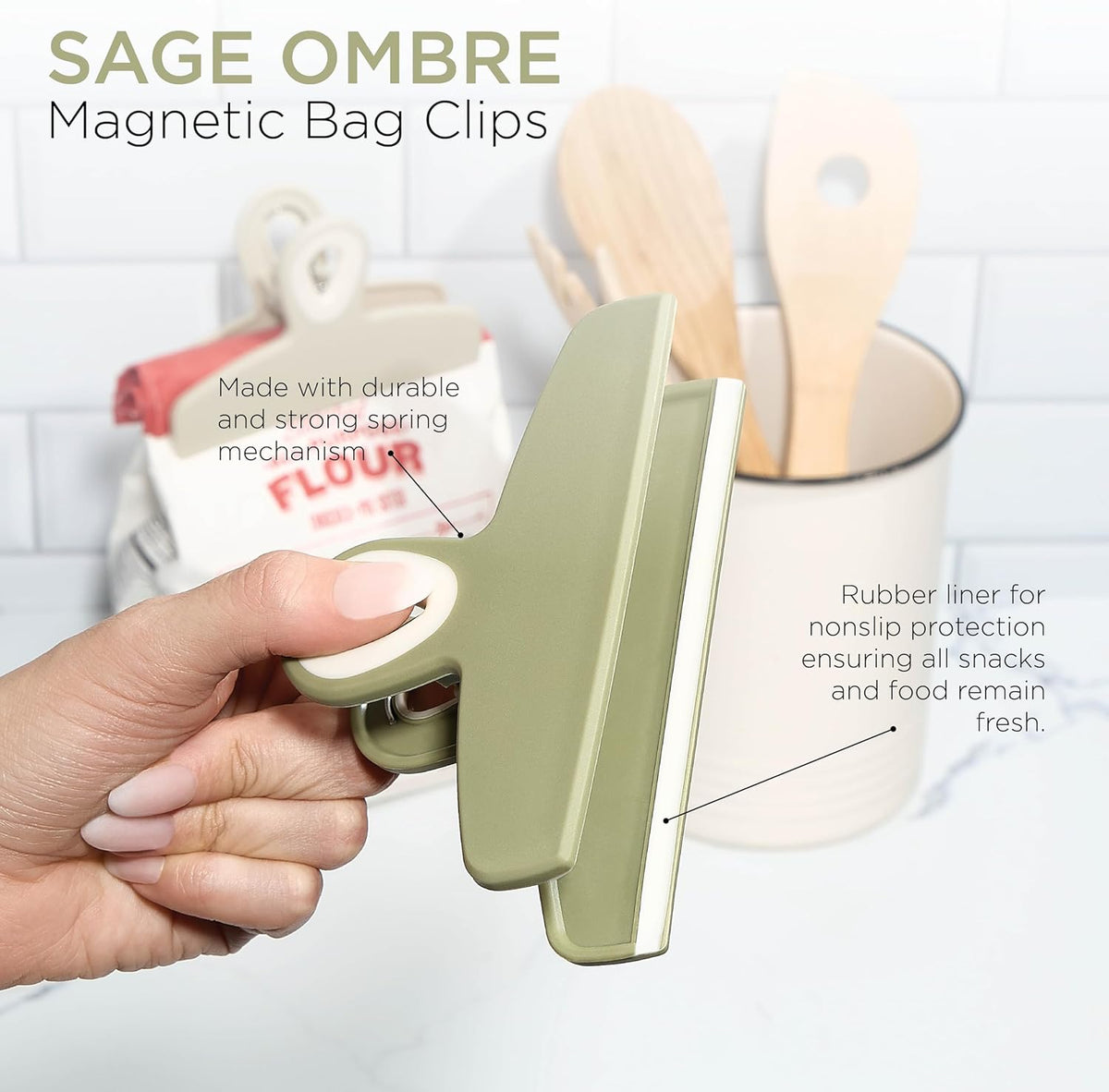 COOK WITH COLOR Bag Clips - Heavy Duty Chip Clip and Refrigerator Magnet Clips for Food Storage