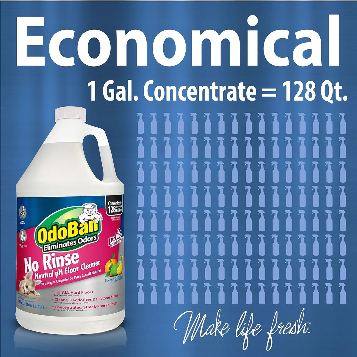 OdoBan Pet Solutions No Rinse Neutral pH Floor Cleaner Concentrate, Made in the USA, Splash O'