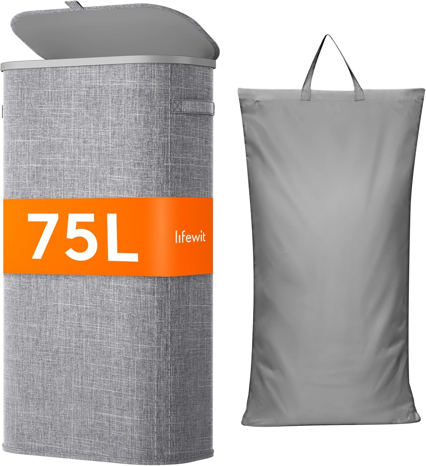 Lifewit 75L Slim Laundry Basket with Lid, Narrow Large Laundry Hamper with Plastic Handles and