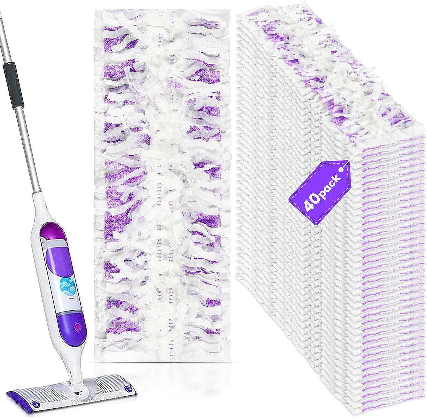 Power Mop Refills for Swiffer | 40 Count Disposable Pads for Wet & Dry Cleaning | Multi-Surface