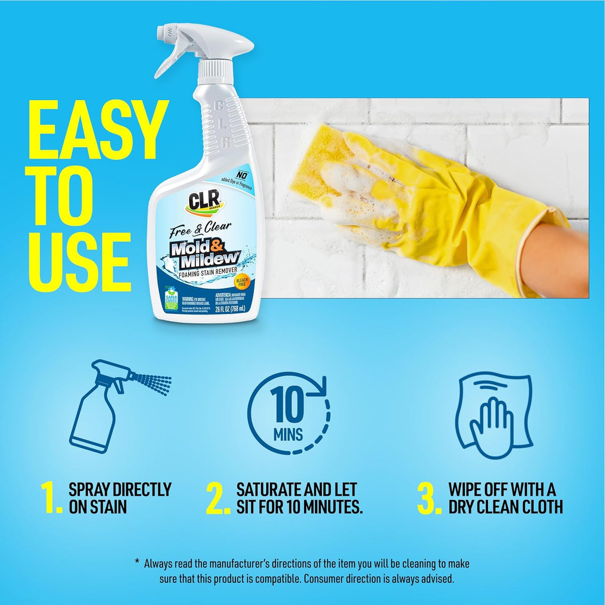 CLR Brands® Mold & Mildew Bleach-Free Free & Clear Stain Remover, No Dyes or Fragrances, 26 Oz
