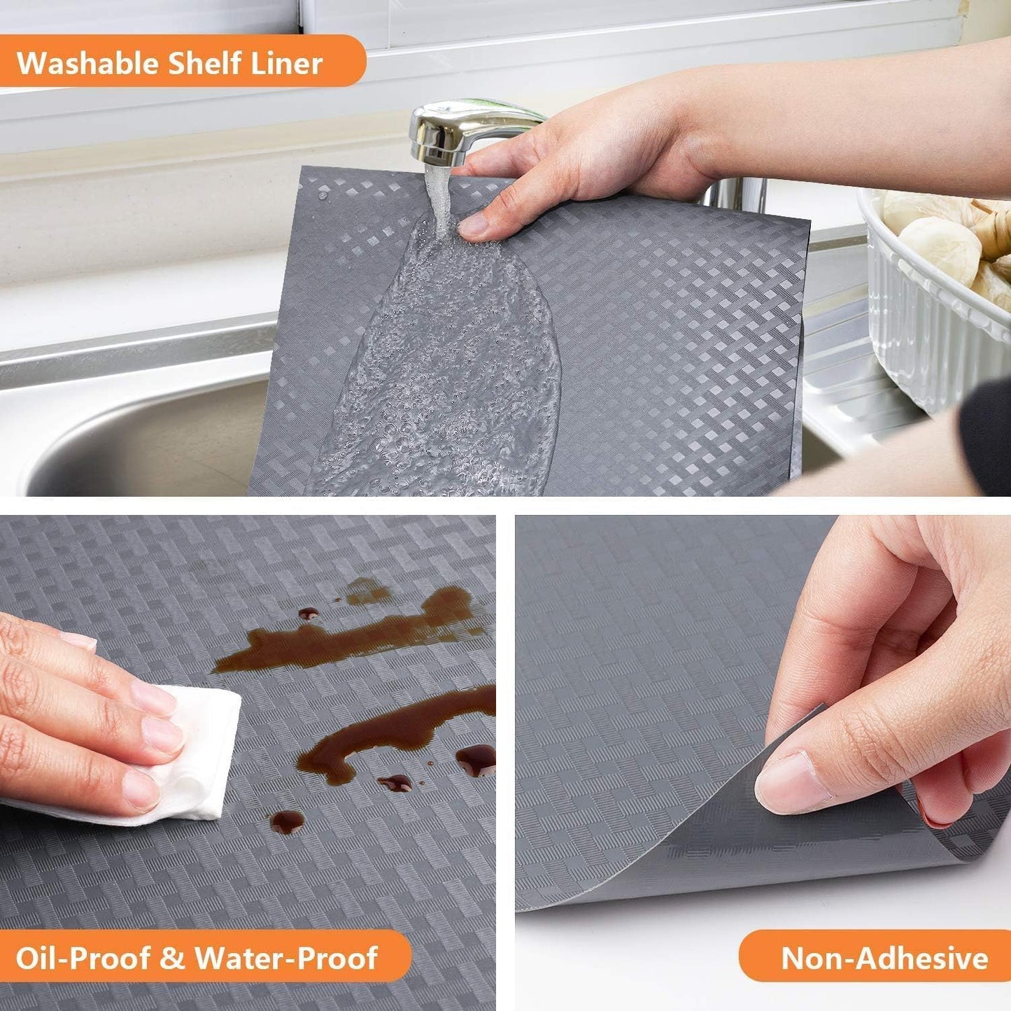 Shelf Liners for Kitchen Cabinets Refrigerator Liners Waterproof & Oil-Proof Kitchen Cupboard Liner