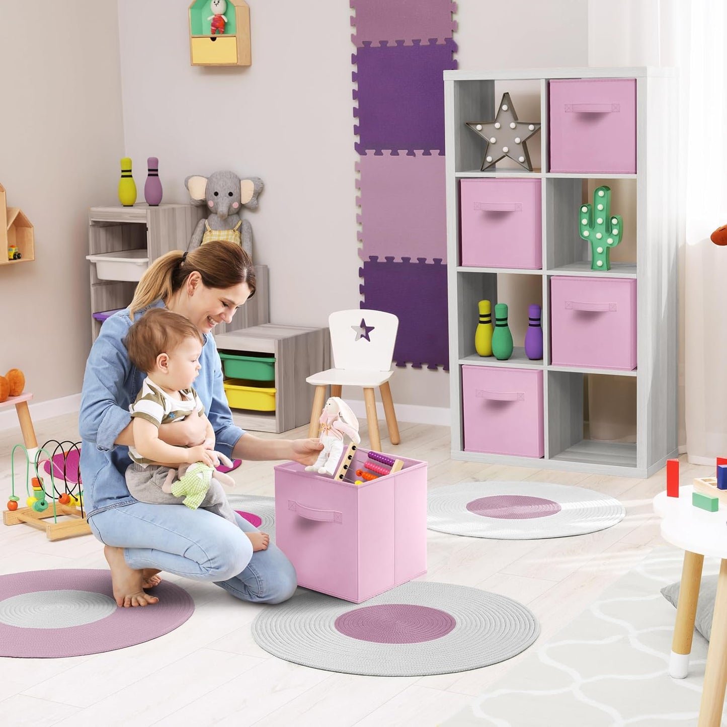 Sorbus Fabric Storage Cubes - 8 Foldable Storage Bins for Organizing Pantry, Cubbies, Toy Box