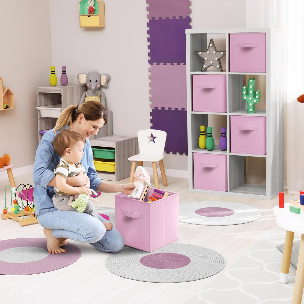Sorbus Fabric Storage Cubes - 8 Foldable Storage Bins for Organizing Pantry, Cubbies, Toy Box
