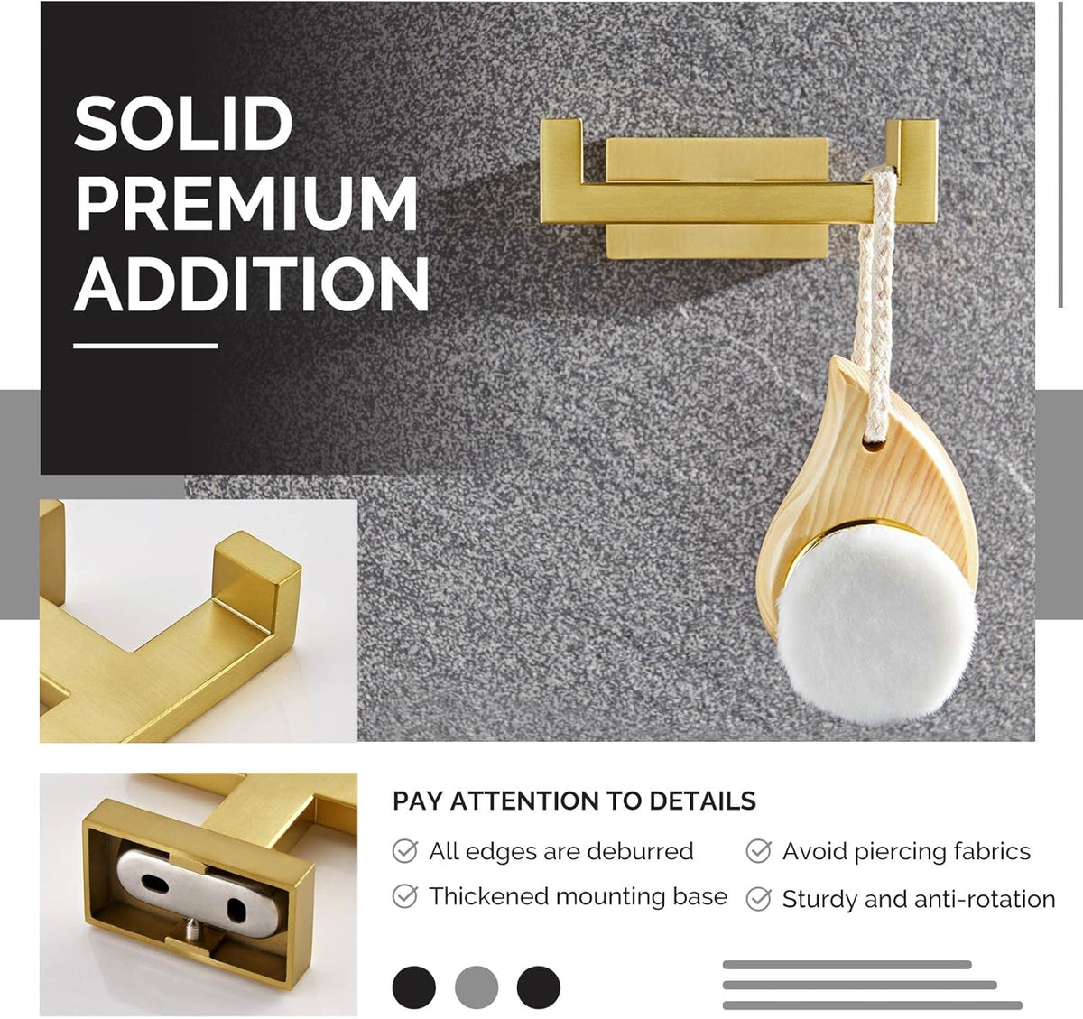 Angle Simple Towel Hook for Bathroom, SUS 304 Stainless Steel Hand Towel Holder, Double Robe Coat