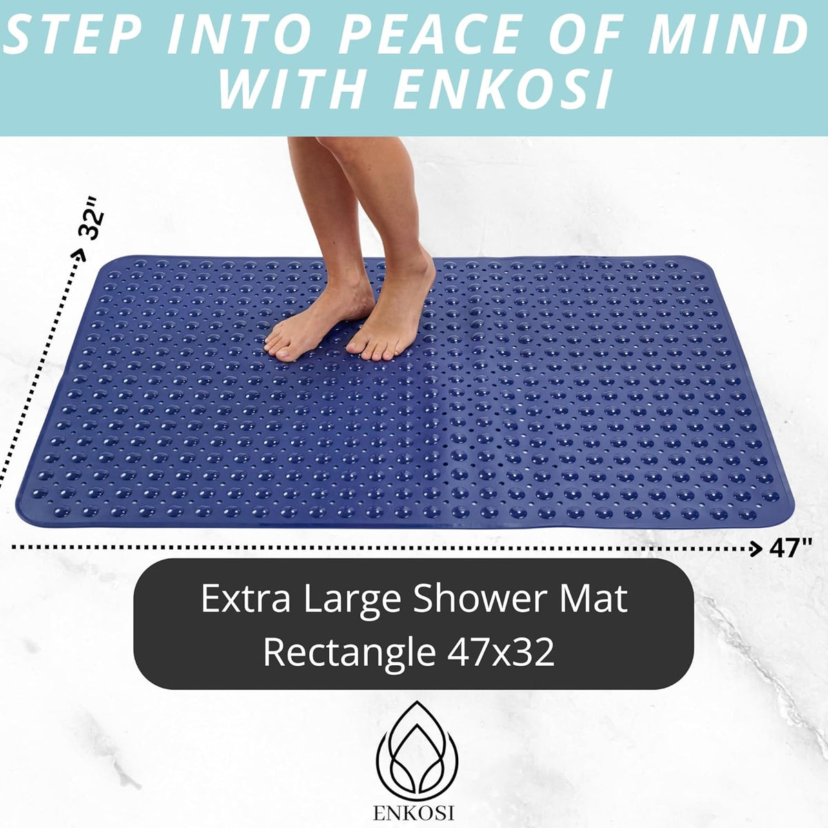 ENKOSI Extra Large Shower Mat Non Slip - 47 x 32 inch - XL Bathroom Shower Mat - Large Shower Matts