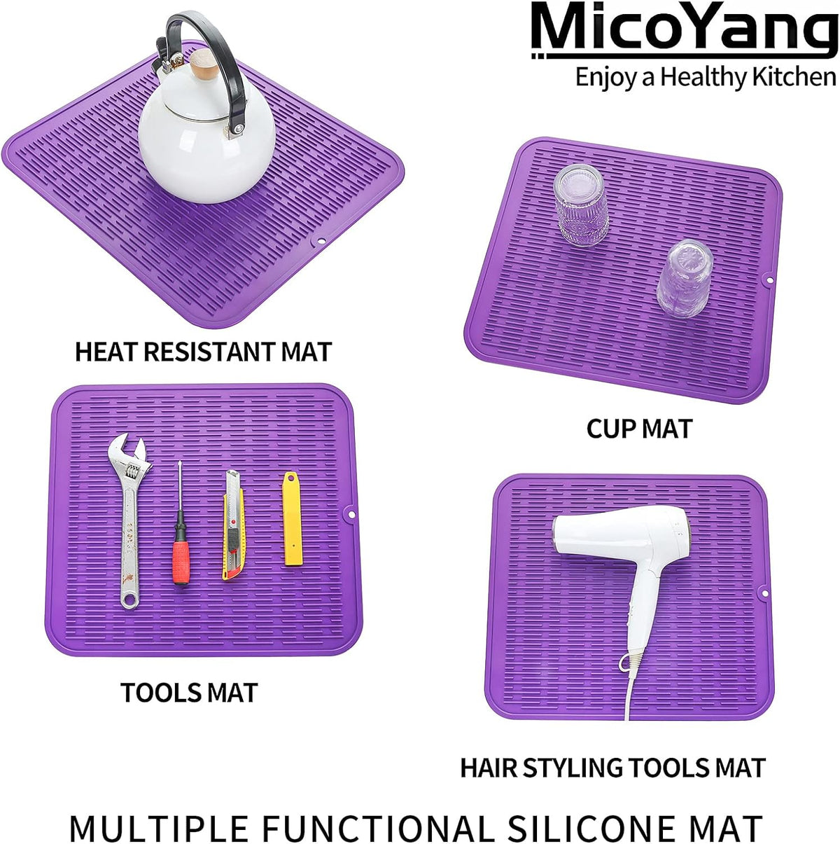 Silicone Dish Drying Mat for Multiple Usage,Easy clean,Eco-friendly,Heat-resistant Silicone Mat for
