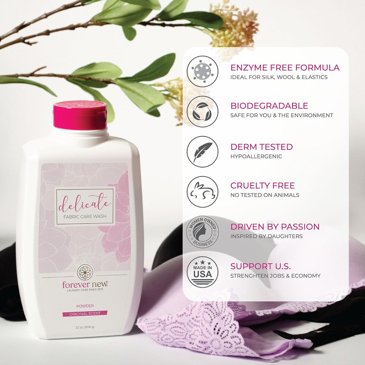 FOREVER NEW Granular Detergent Powder - Delicate Laundry Care Wash - Original Scented 64 oz. (32