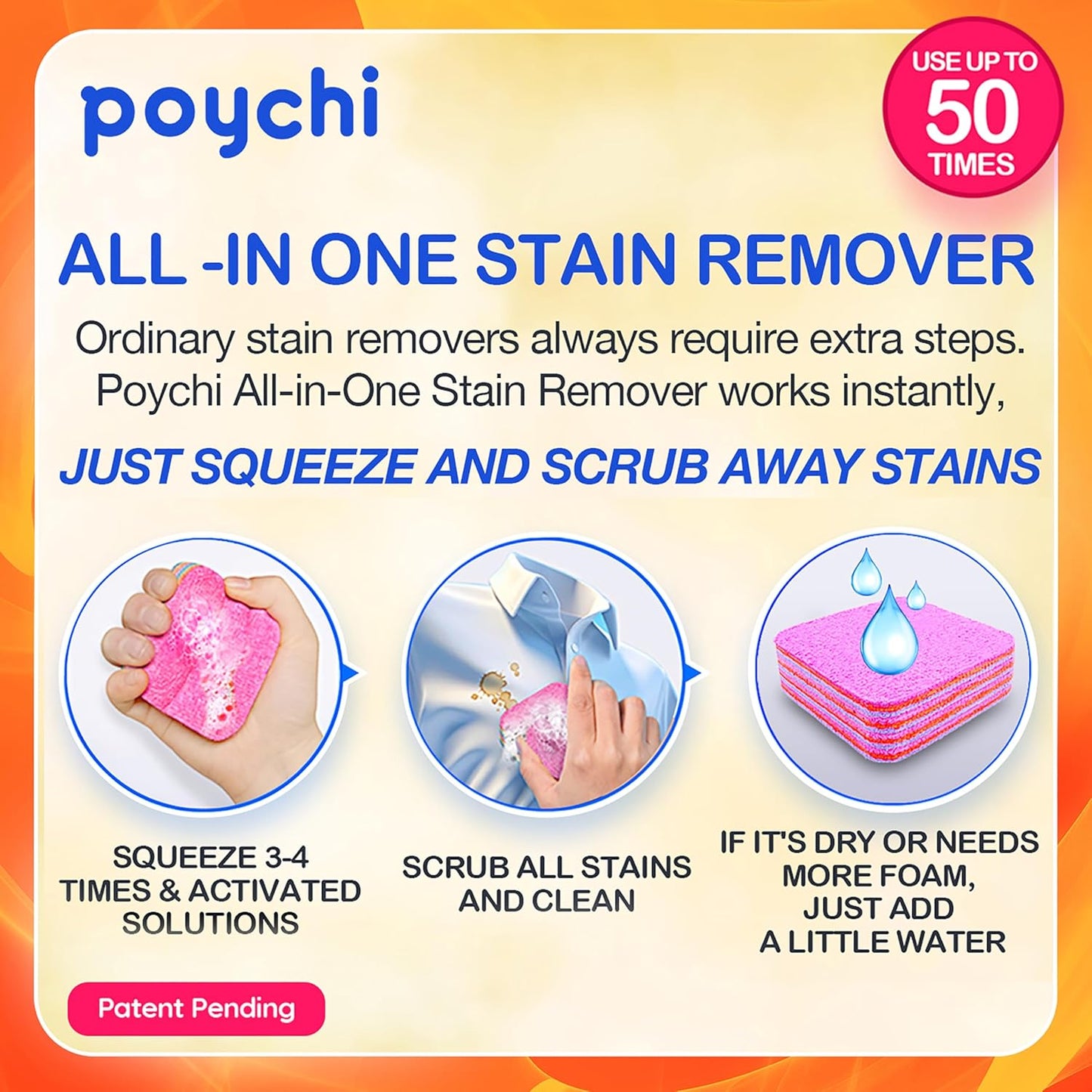 Magical Fiber Stain Remover- Use as Spot Remover- No Dry Cleaning Food, Grease, Coffee Off Laundry