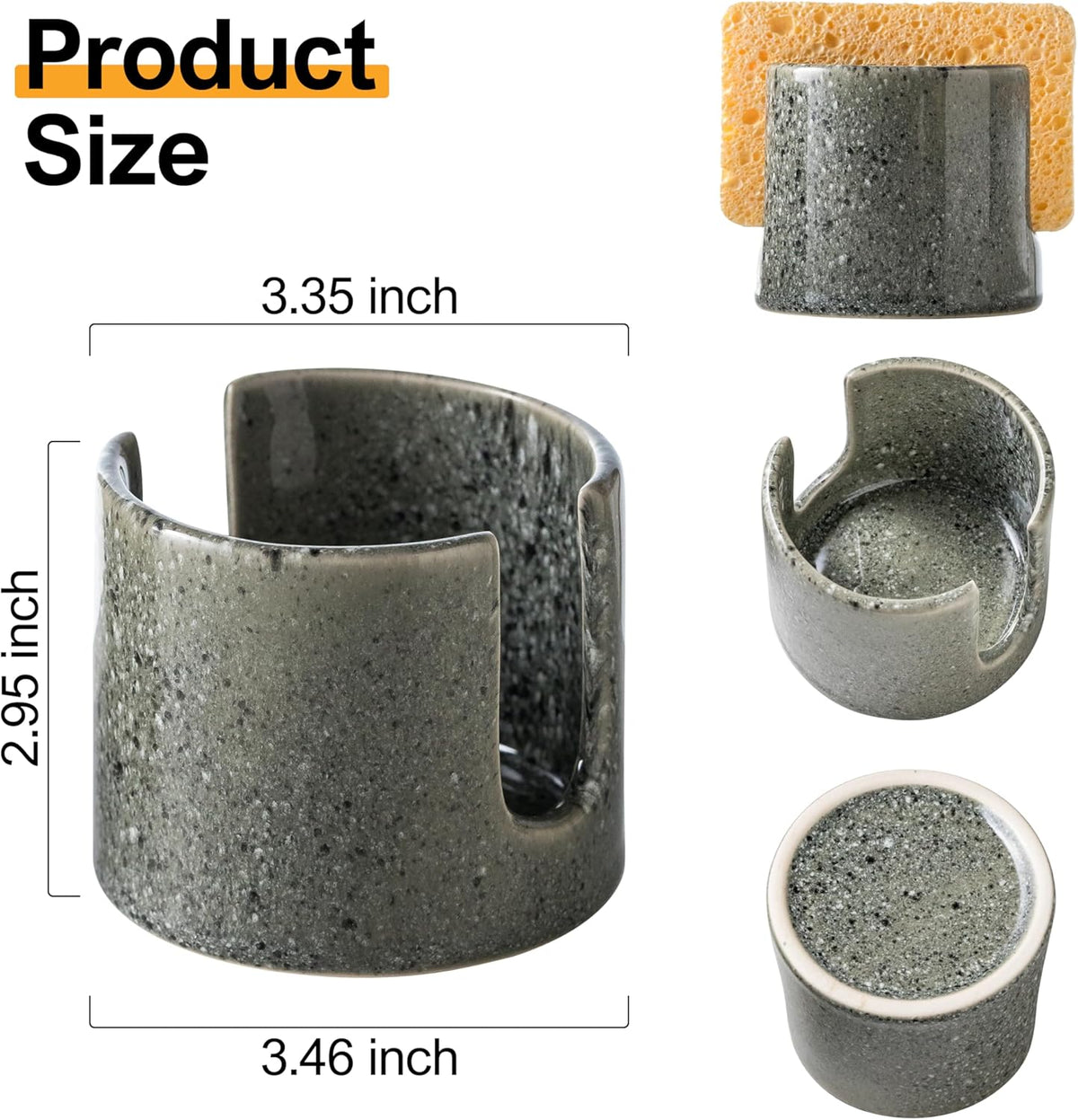 Kitchen Sponge Holder, Ceramic Dish Sponge Holder Scrubby Daddy Farmhouse Dish Rack Brush Holder