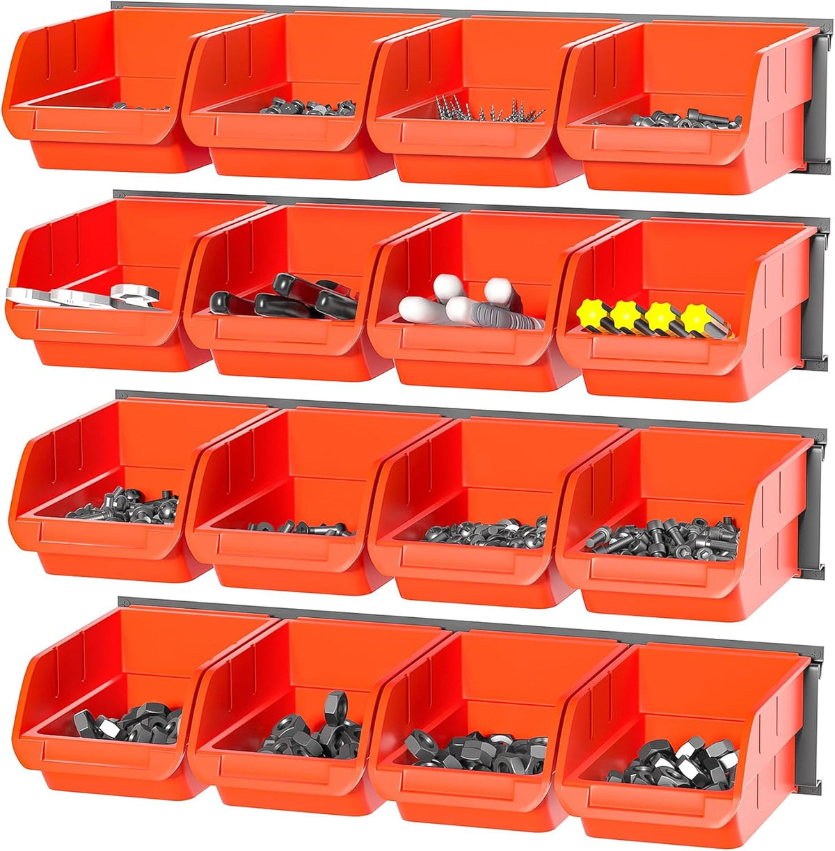 Ultrawall Wall Mounted Storage Bins, Plastic Hanging Storage Organizer Bins, Garage Tool Storage
