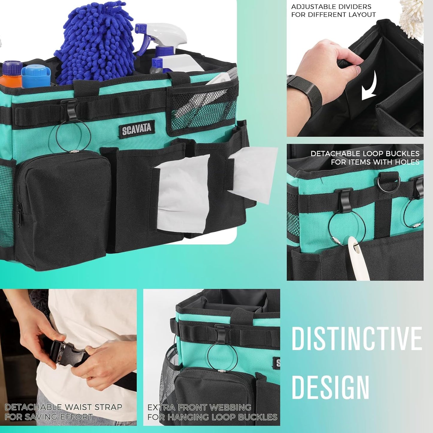 Wearable Cleaning Caddy Bag, Cleaning Caddy Supplies Organizer with Handle & Shoulder Straps for