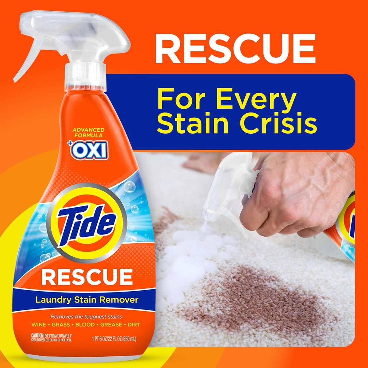 Tide Laundry Stain Remover Spray with Oxi, Travel Stain Remover for Clothes, Carpet, Upholstery