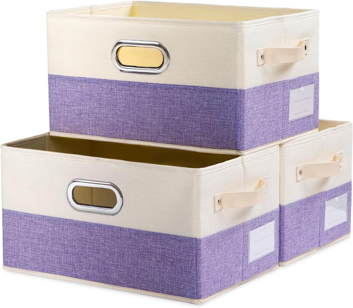 PRANDOM Large Fodable Storage Bins for Closet [3-pack] Decorative Fabric Storage Baskets Cubes with