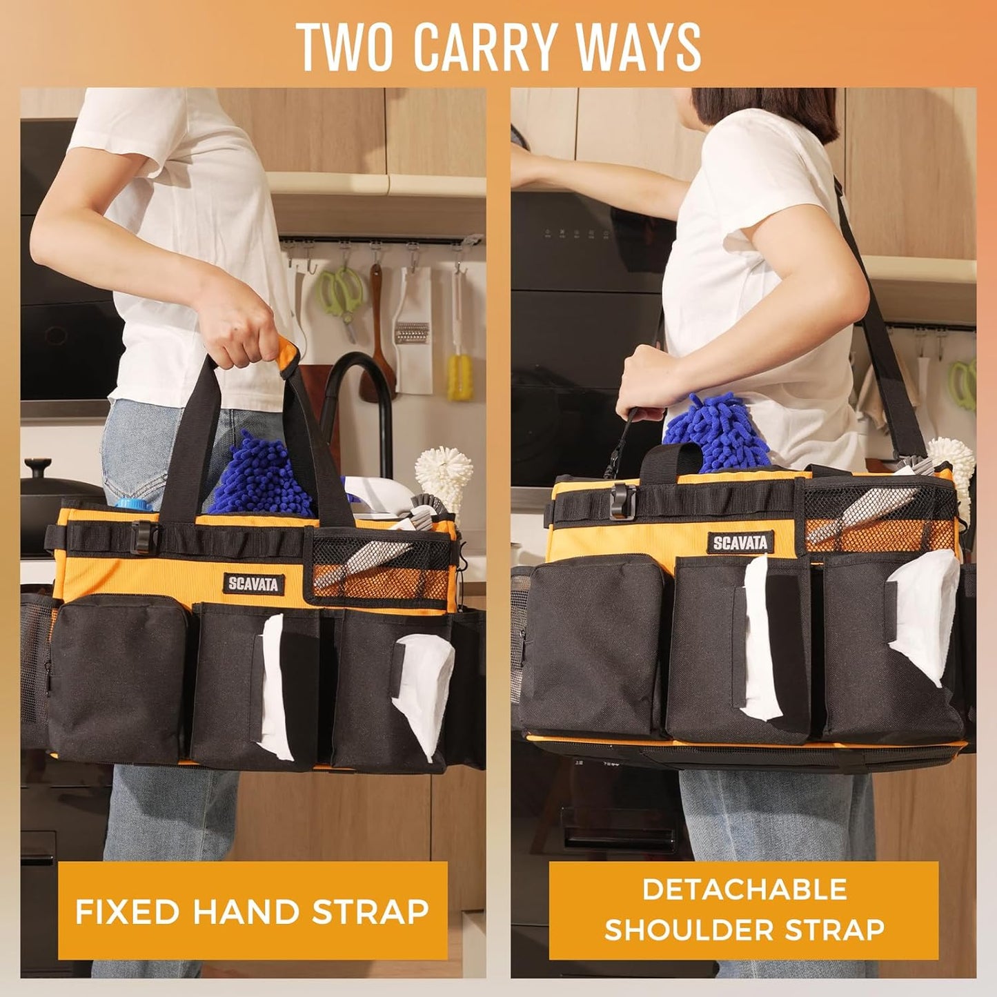 Wearable Cleaning Caddy Bag, Cleaning Caddy Supplies Organizer with Handle & Shoulder Straps for