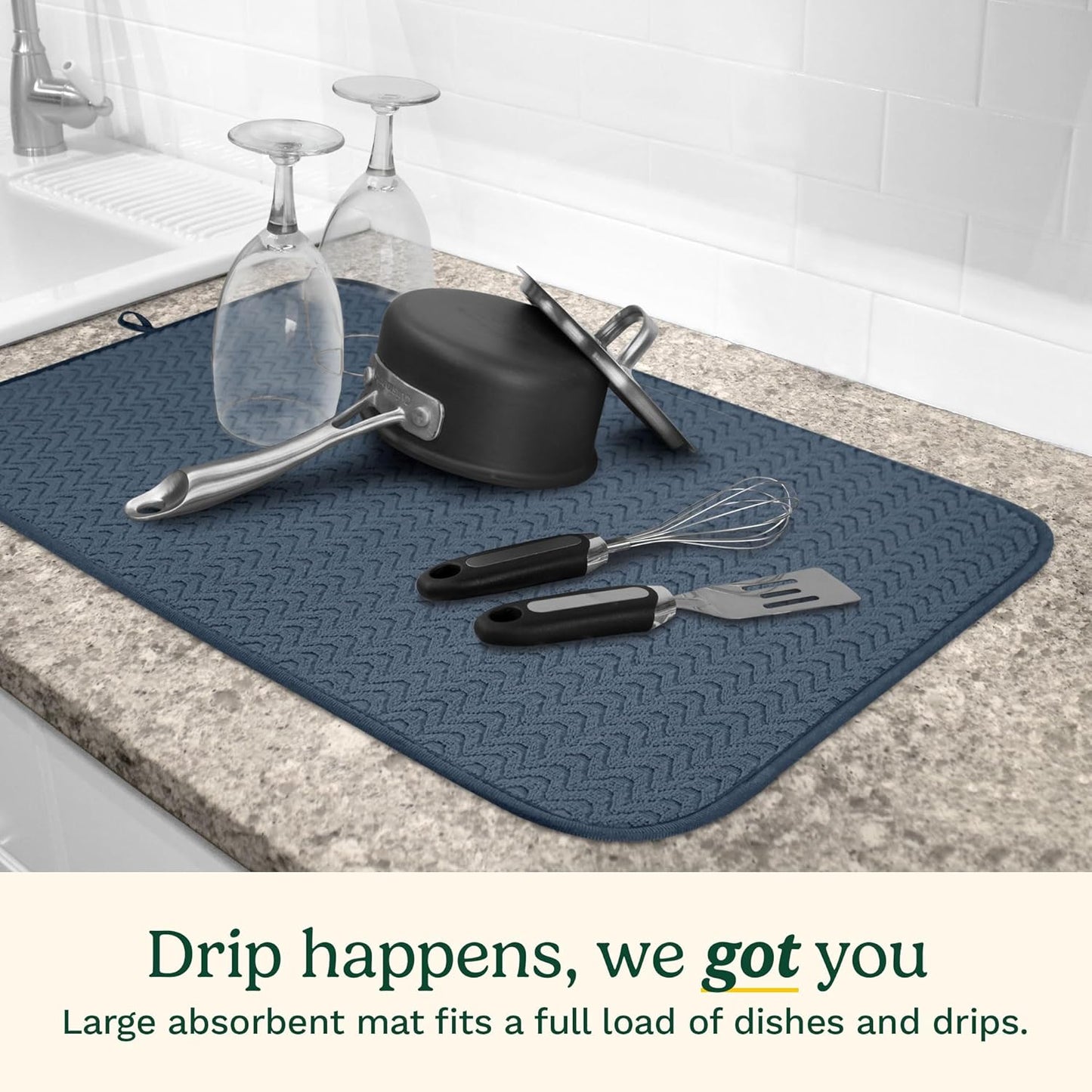 Cuisinart Dish Drying Mats for Kitchen Counter - (2) 18" x 24" Ultra Absorbent Dish Drying Mat XL