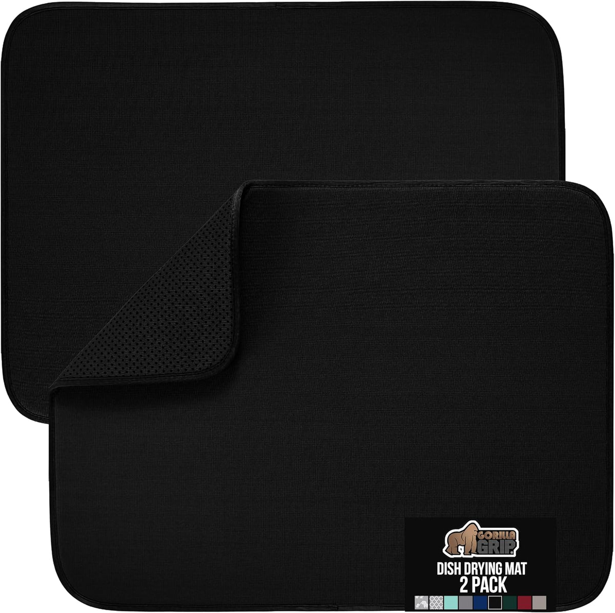 GORILLA GRIP Ultra Water Absorbent Microfiber Dish Drying Mat, Quick Dry Thick Mesh, Slip Resistant