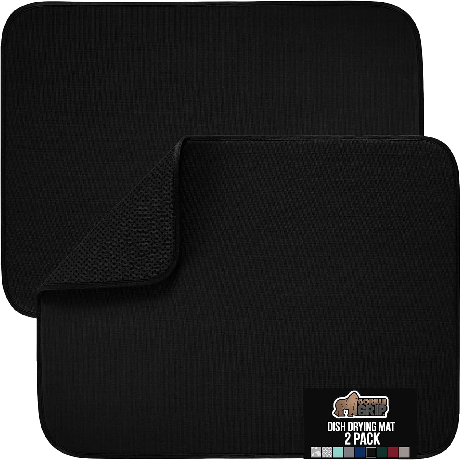 GORILLA GRIP Ultra Water Absorbent Microfiber Dish Drying Mat, Quick Dry Thick Mesh, Slip Resistant
