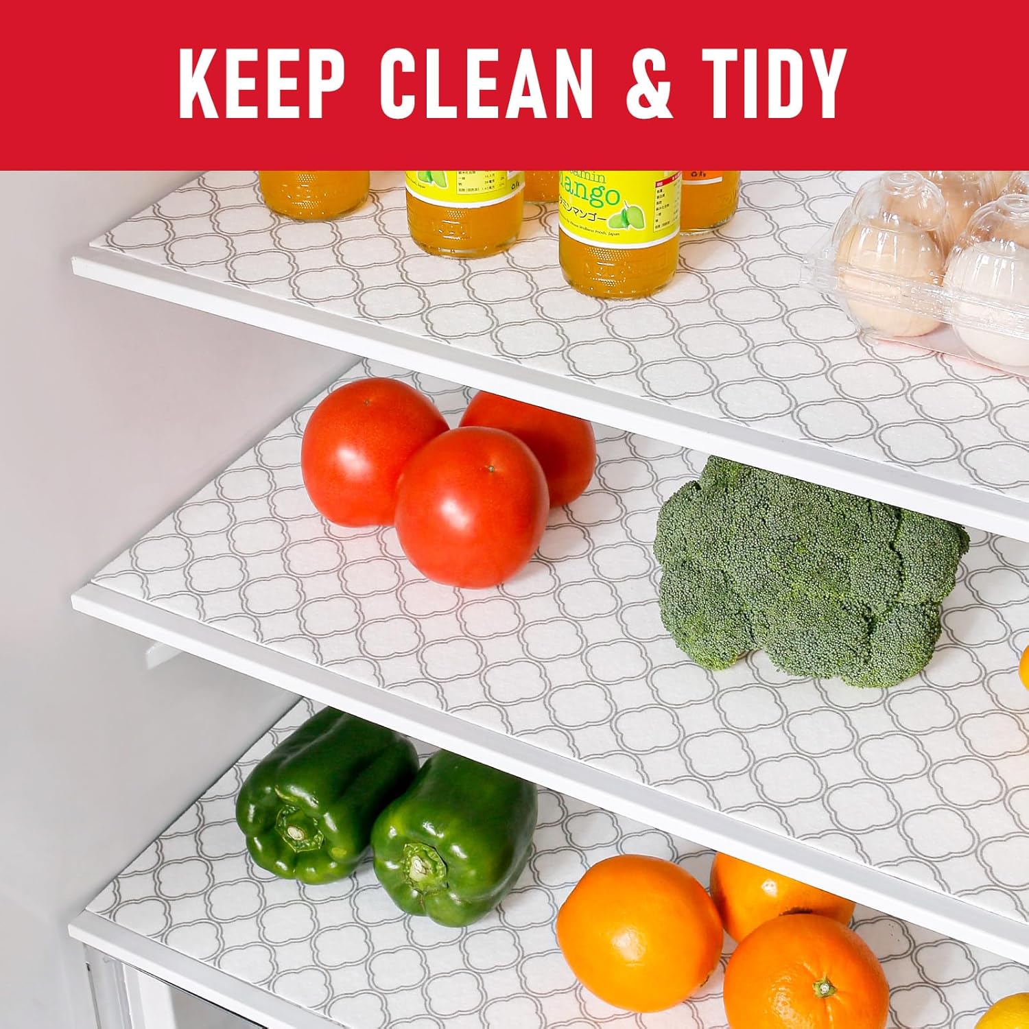 Cooyes Refrigerator Shelf Liners for French Door Fridge, 17.7" × 36" Extra Large, Non-Slip Fridge