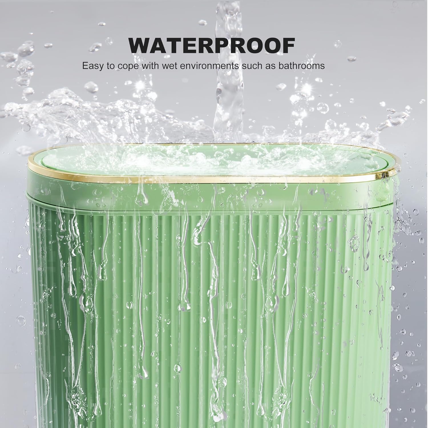 Bathroom Trash Can with Lid 3.2 Gallon Narrow Trash Can Small Plastic Trash Bin 12 Liter with Press