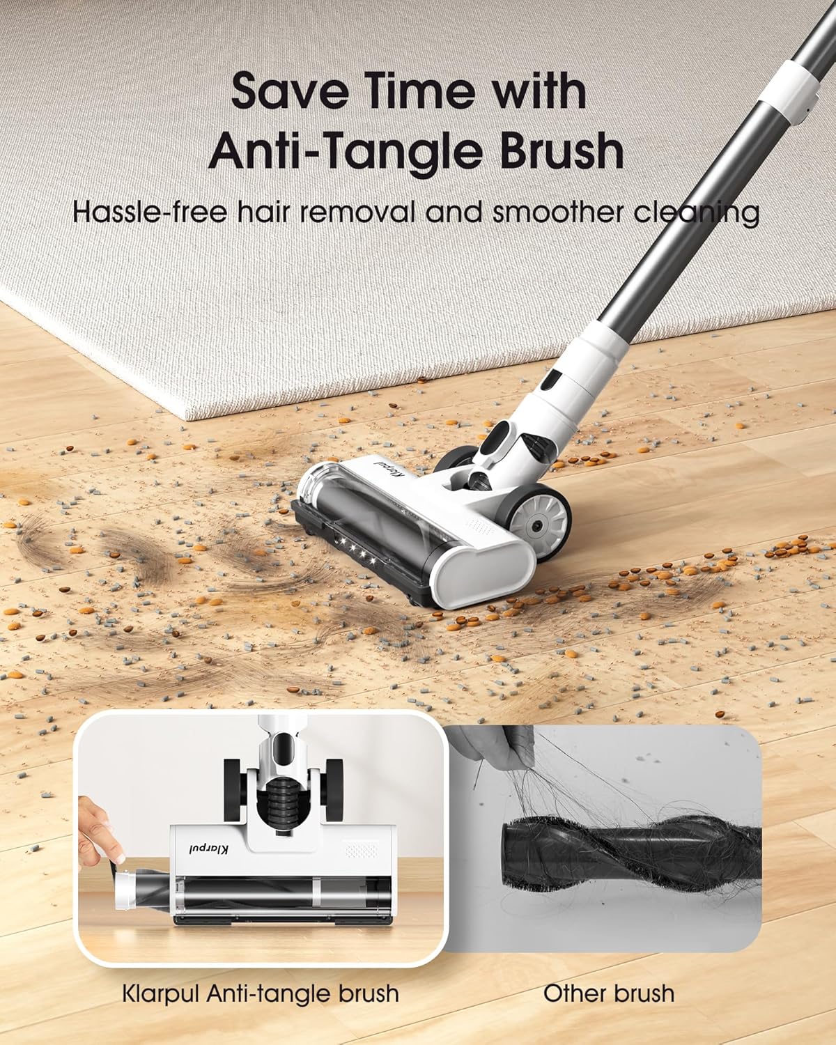 Cordless Vacuum Cleaner, 580W 48KPA 65Mins Runtime Fast Charging Vacuum Cleaner, Self-Standing LED